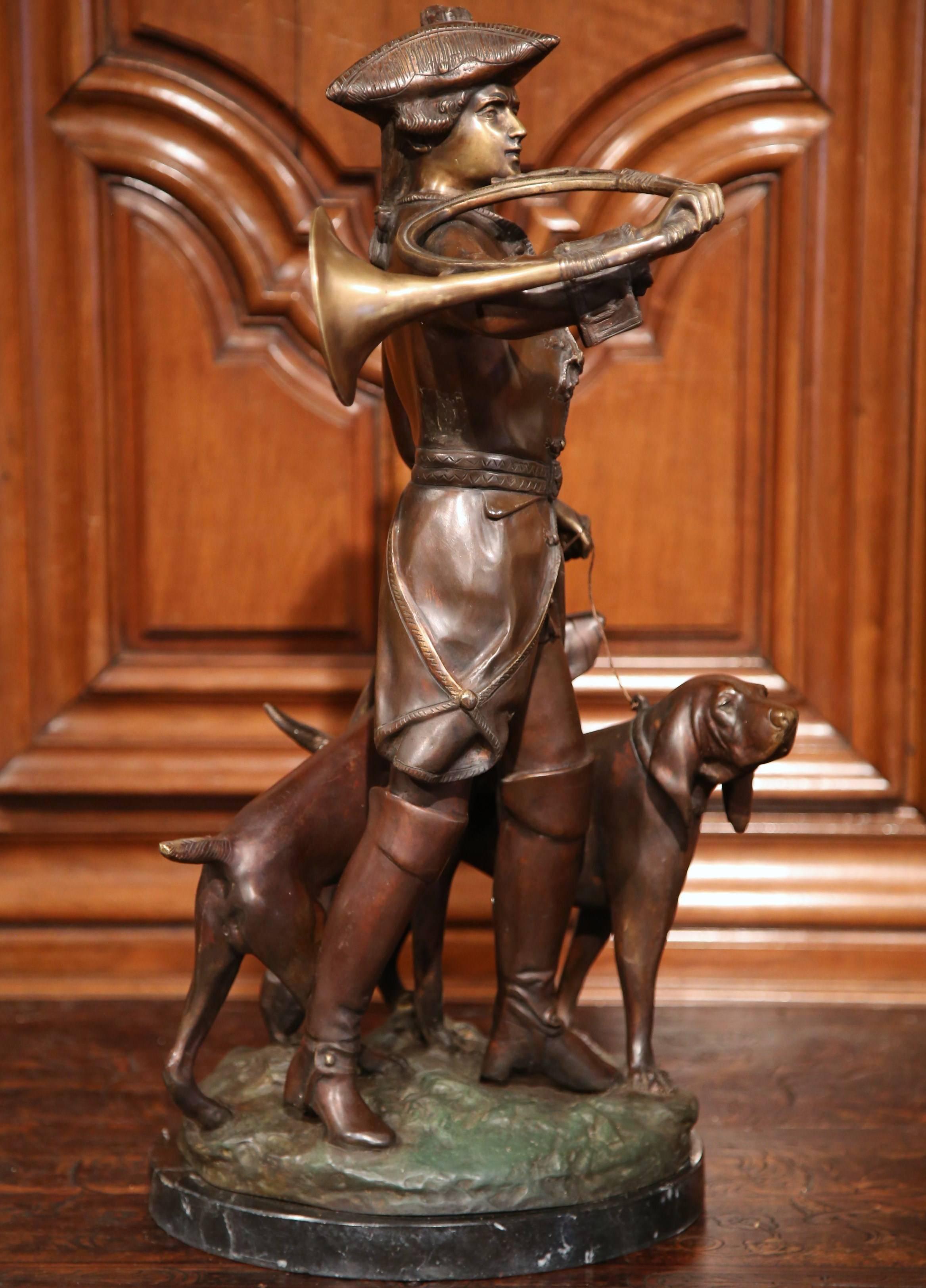 19th Century French Patinated Bronze Hunt Sculpture Composition Signed Dumaige 2