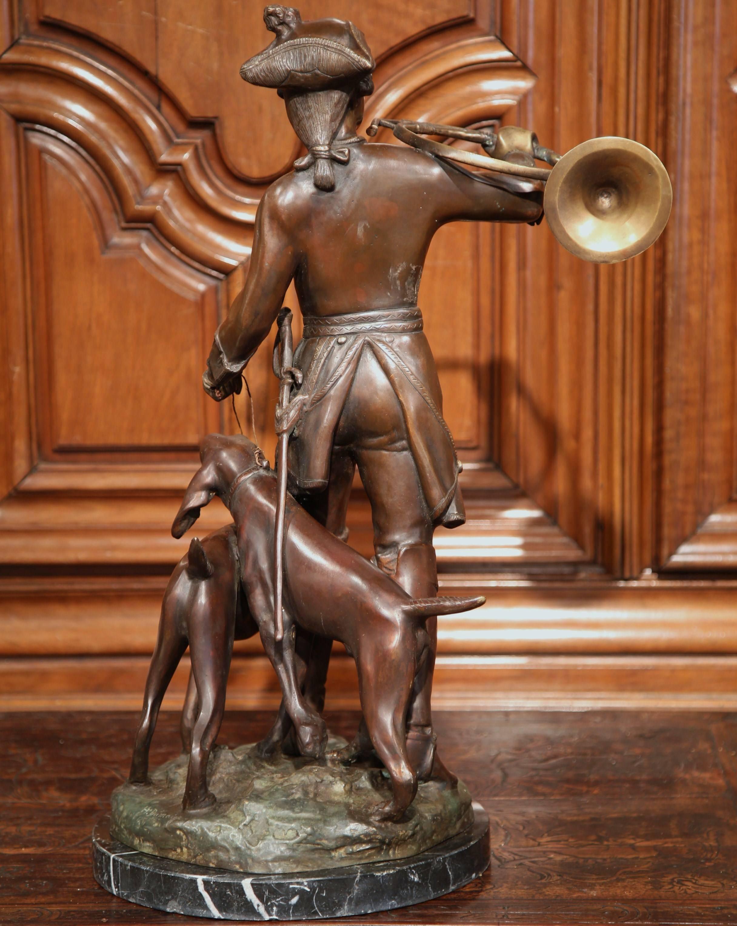 19th Century French Patinated Bronze Hunt Sculpture Composition Signed Dumaige 4