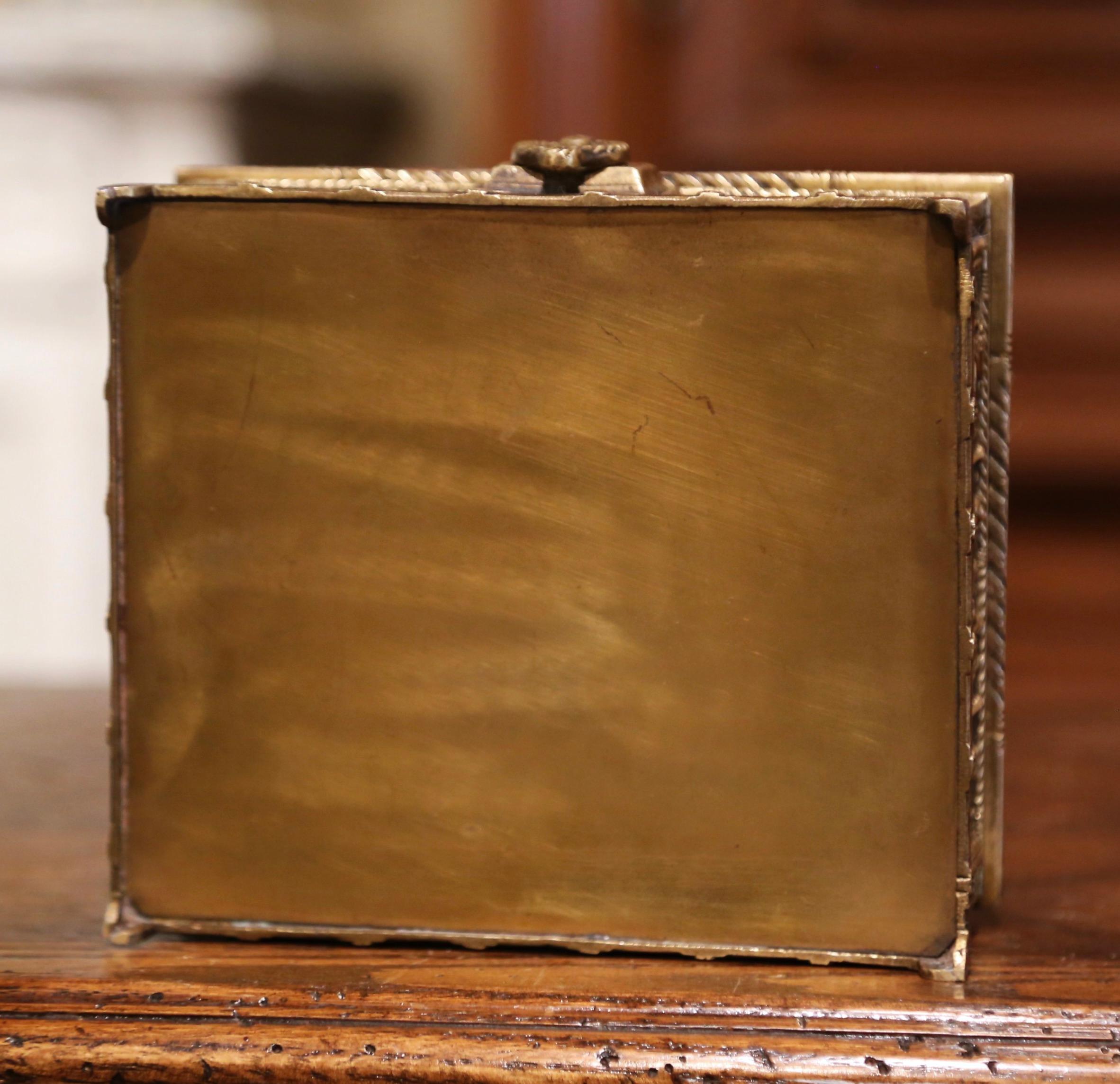19th Century French Patinated Bronze Jewelry Box with Mythology Decor 4