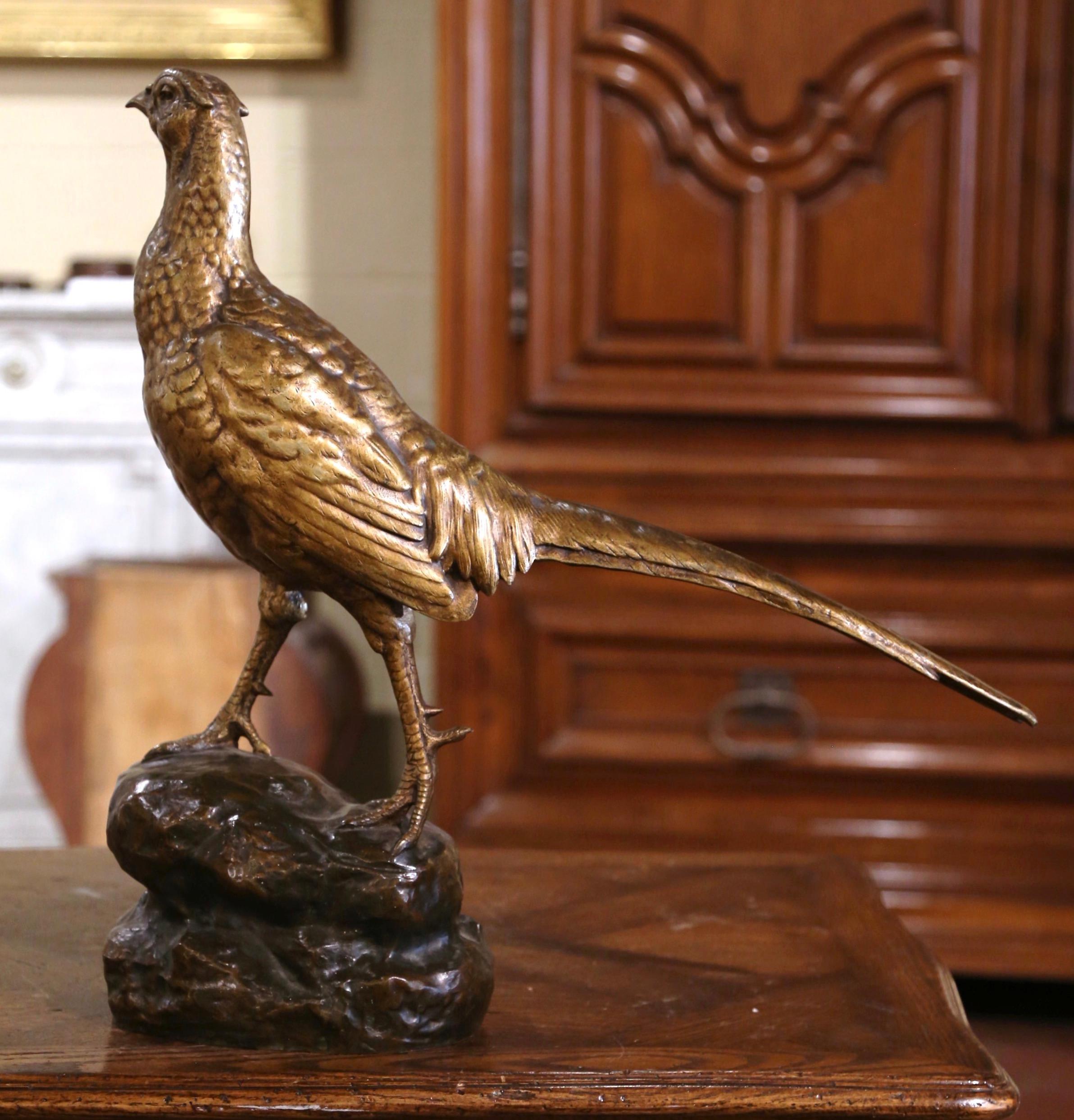 19th Century French Patinated Bronze Pheasant Sculpture Signed J.E. Masson For Sale 3