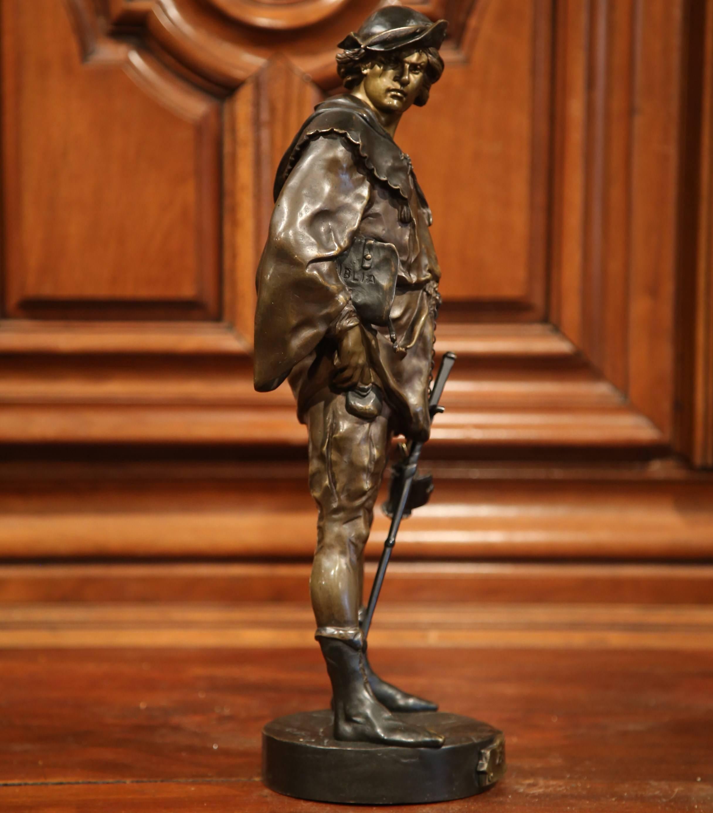 Hand-Carved 19th Century French Patinated Bronze Sculpture 