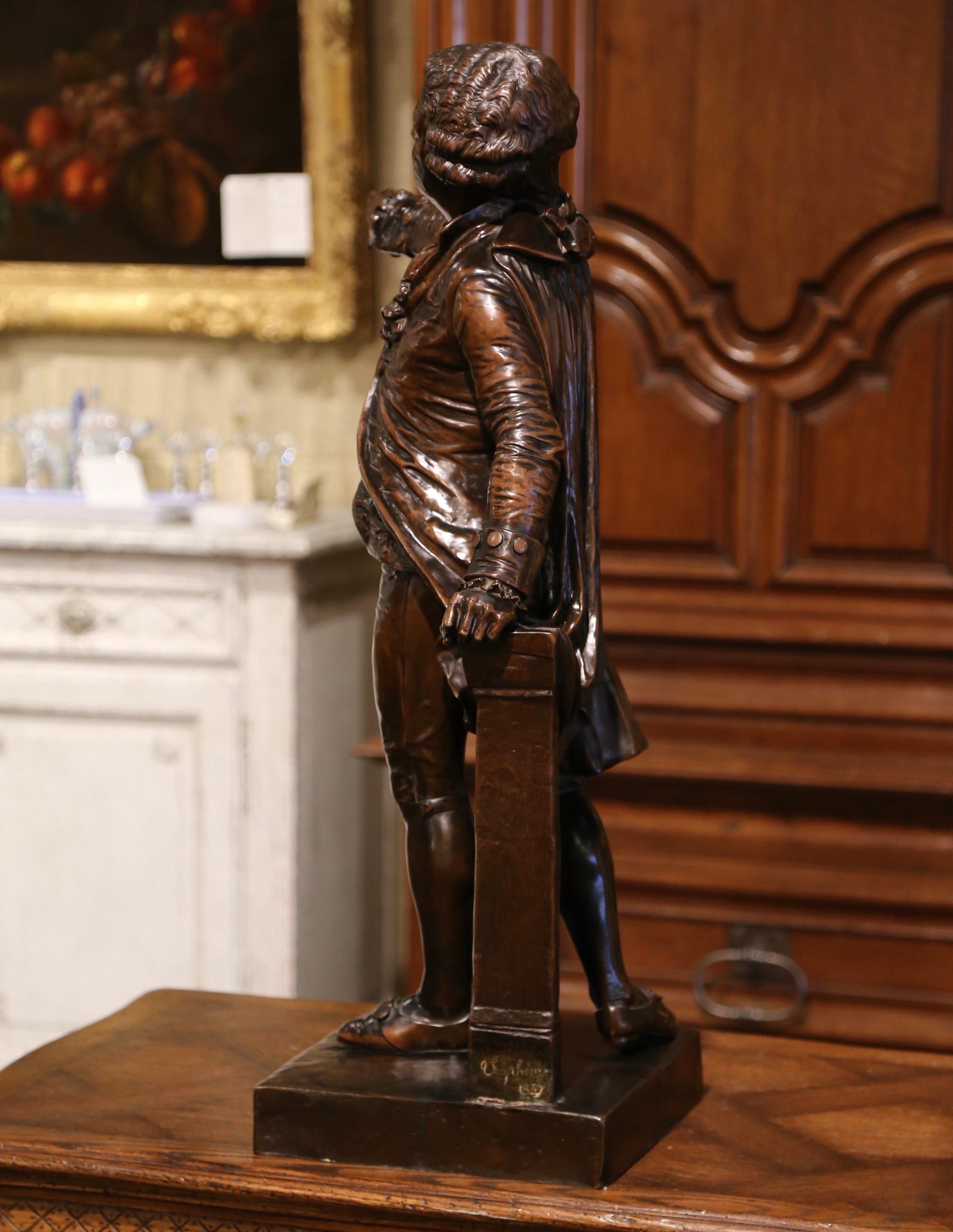 19th Century French Patinated Bronze Sculpture of Mirabeau by F. Truphene, 1857 For Sale 3