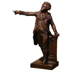Escultura francesa de bronce patinado de Mirabeau del siglo XIX, por F. Truphene, 1857