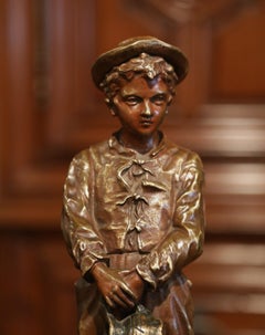 statue française du 19ème siècle en bronze patiné "La Cruche Cassee" signée C. Anfrie