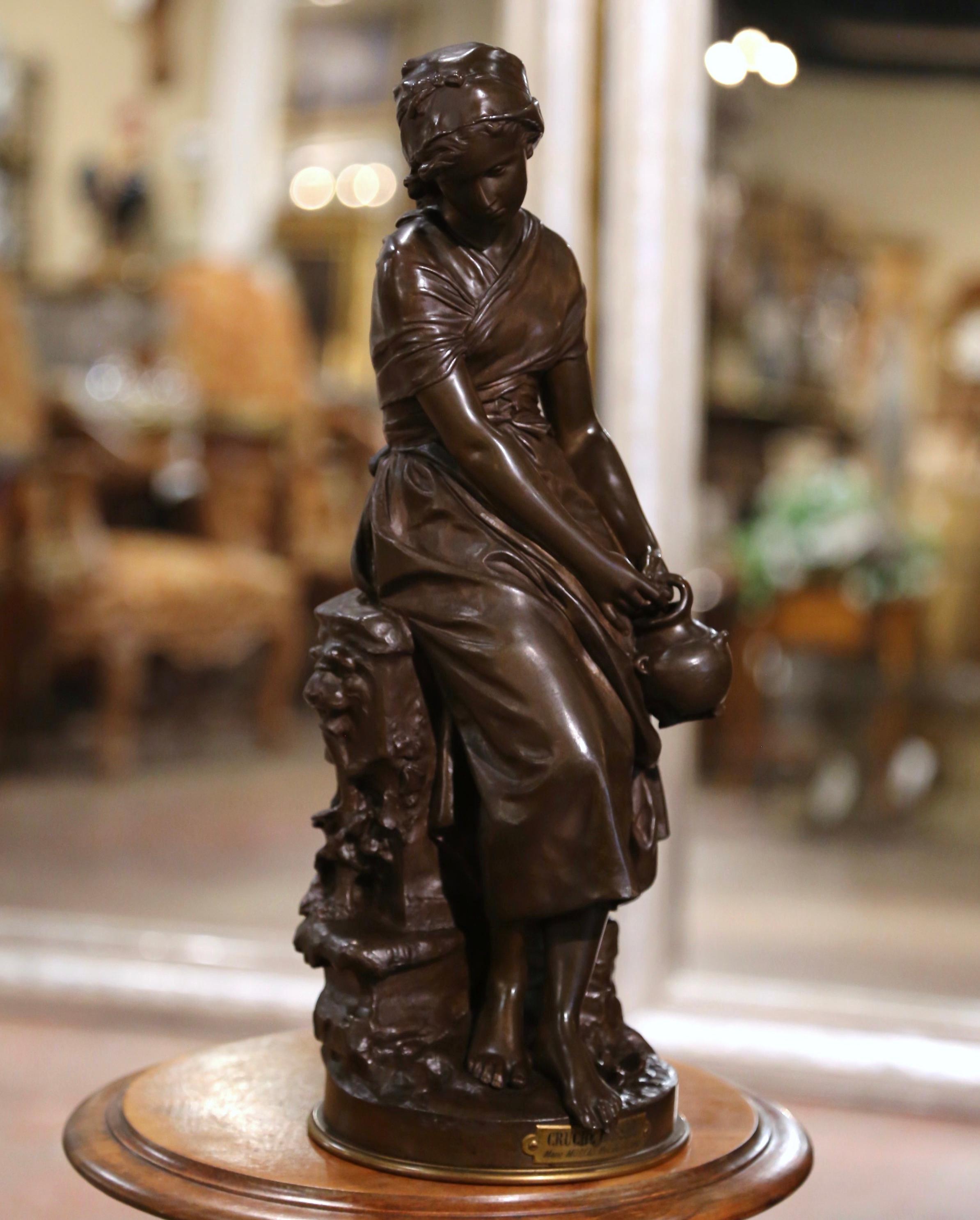 Statue française du 19ème siècle en bronze patiné « La Cruche Cassee » signée M. Moreau en vente 1
