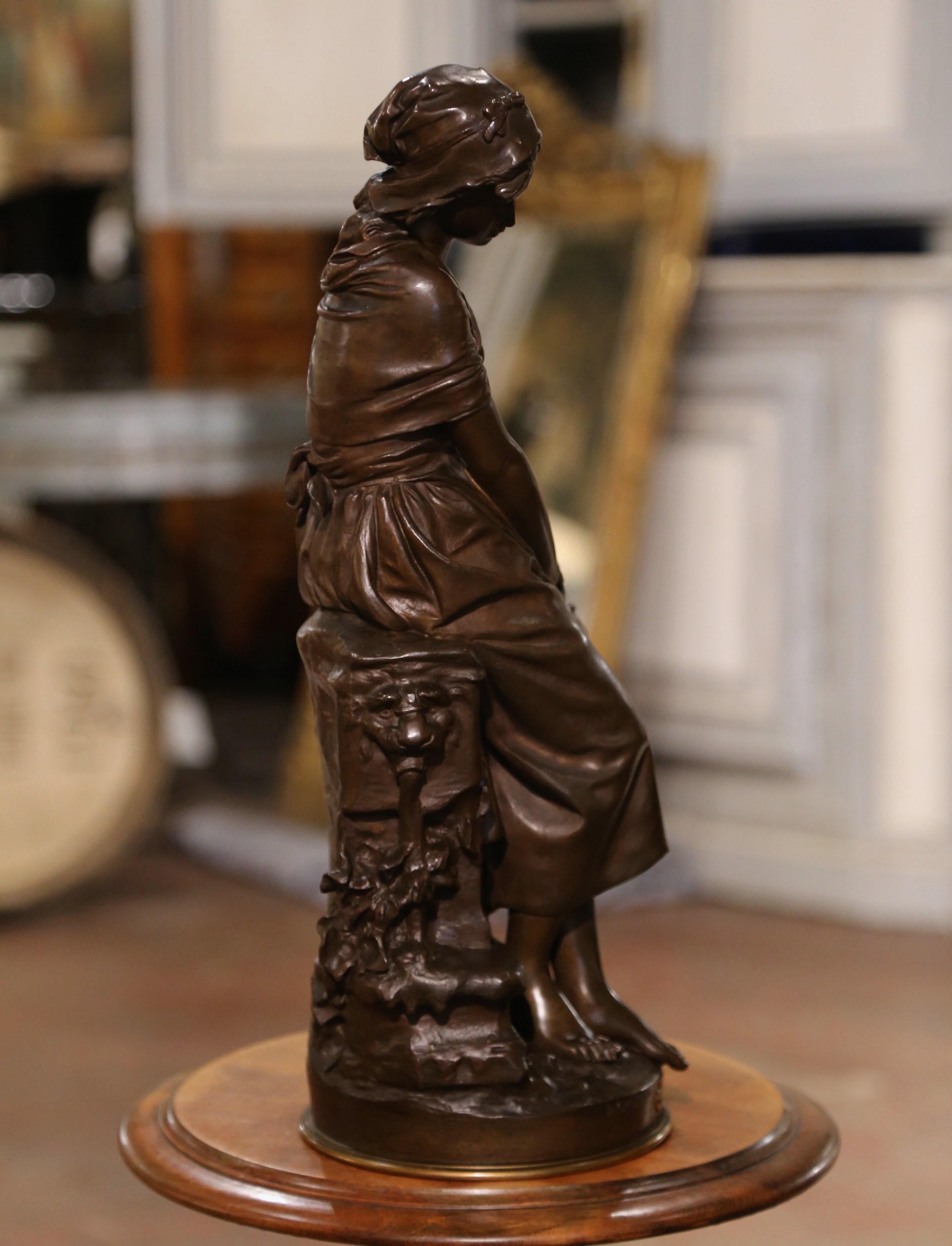 Statue française du 19ème siècle en bronze patiné « La Cruche Cassee » signée M. Moreau en vente 2