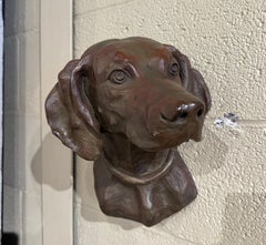 19th Century French Patinated Bronze Wall Hanging Labrador Head Sculpture