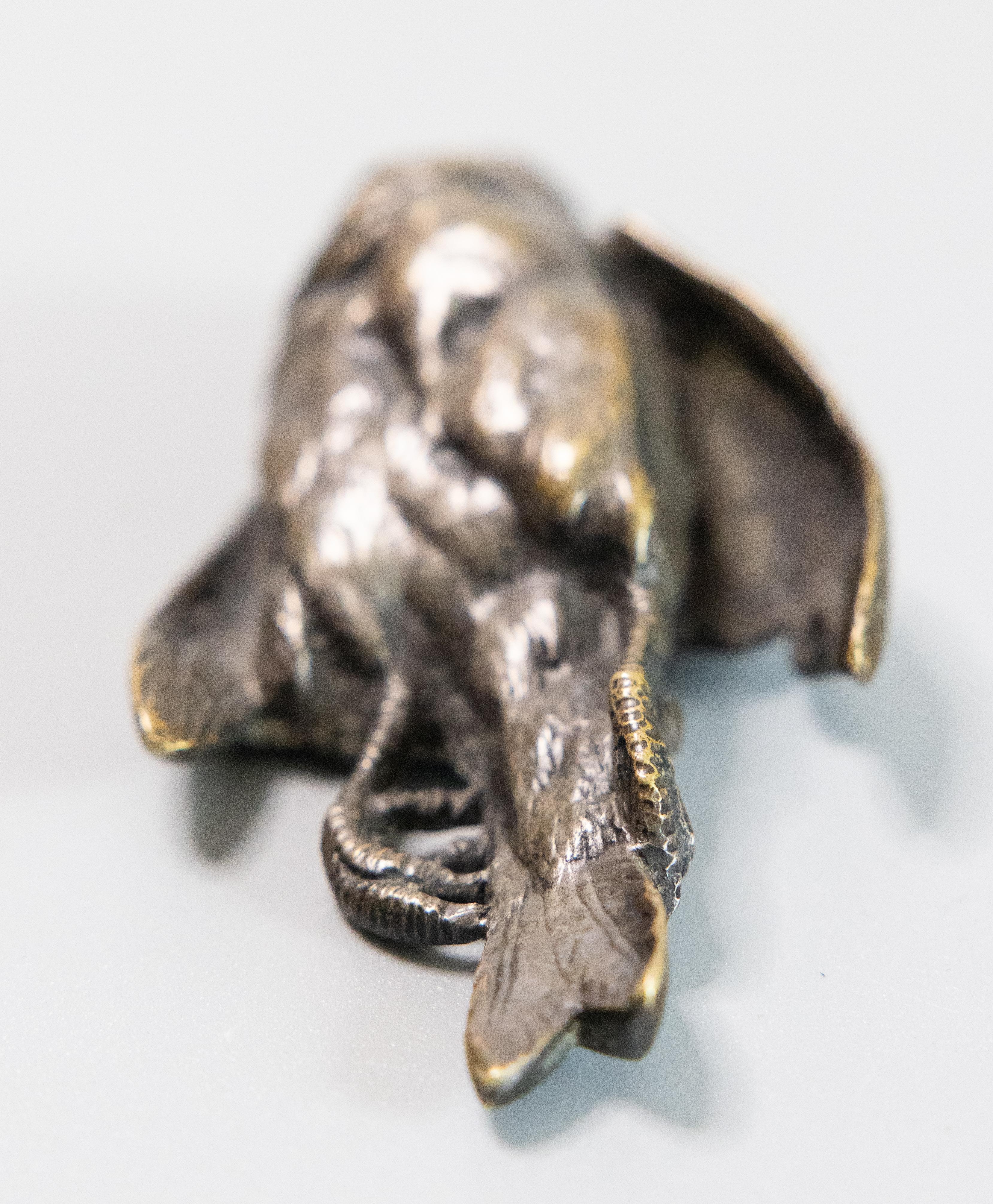Oiseau blessé en bronze patiné français du XIXe siècle, d'après Comolera Bon état - En vente à Pearland, TX