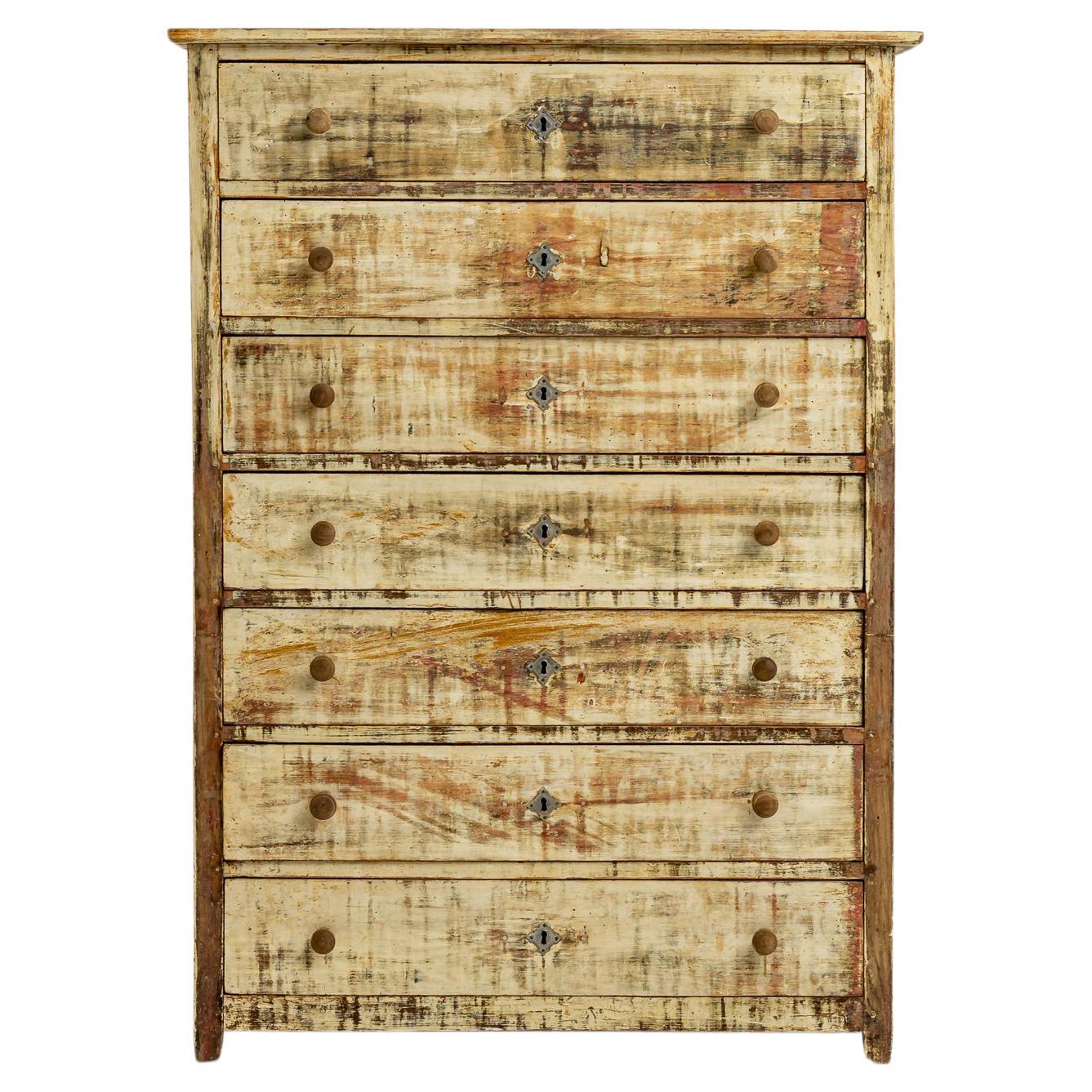 19th Century French Patinated Chest of Drawers For Sale