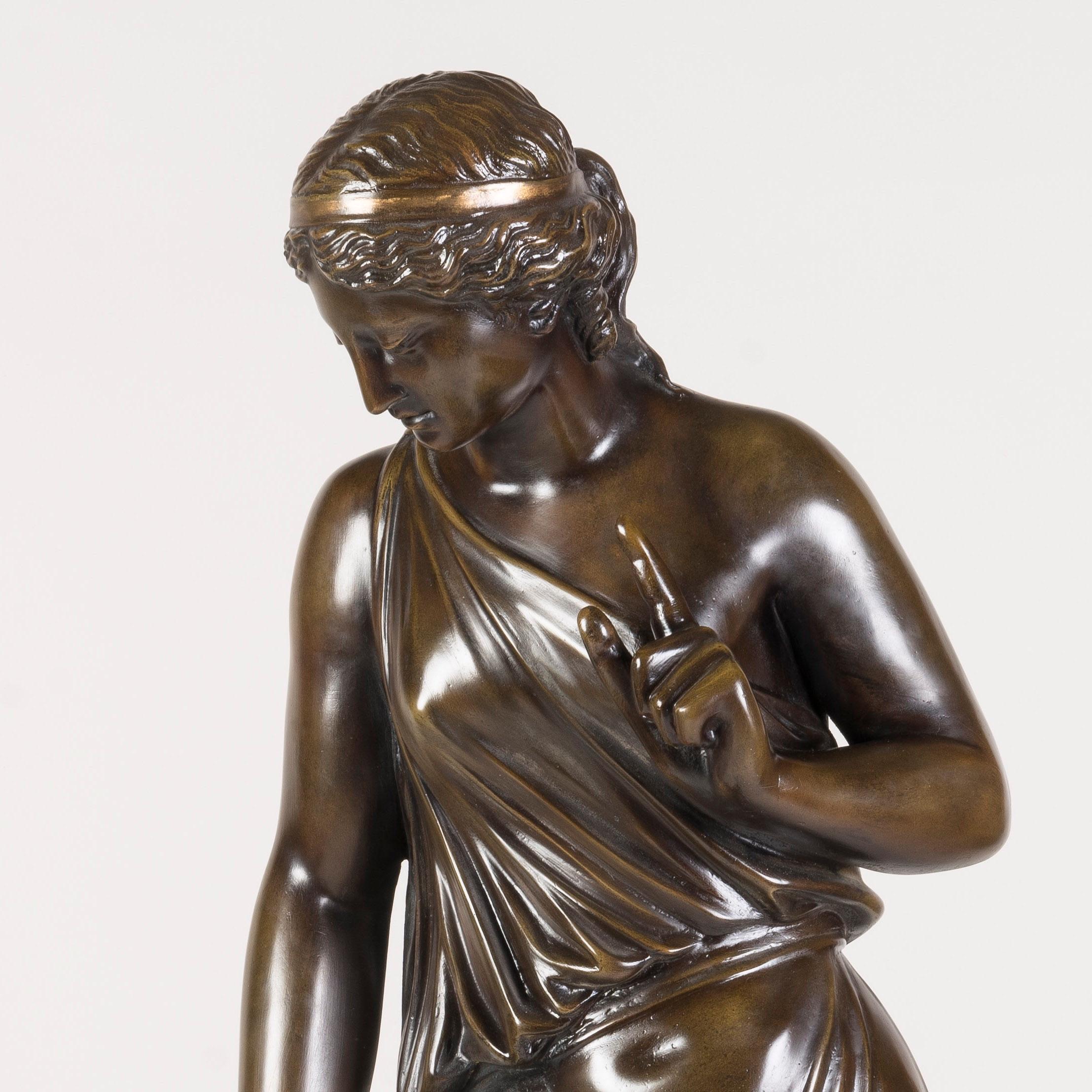 Figura de escayola patinada francesa del siglo XIX y su perro en venta 4