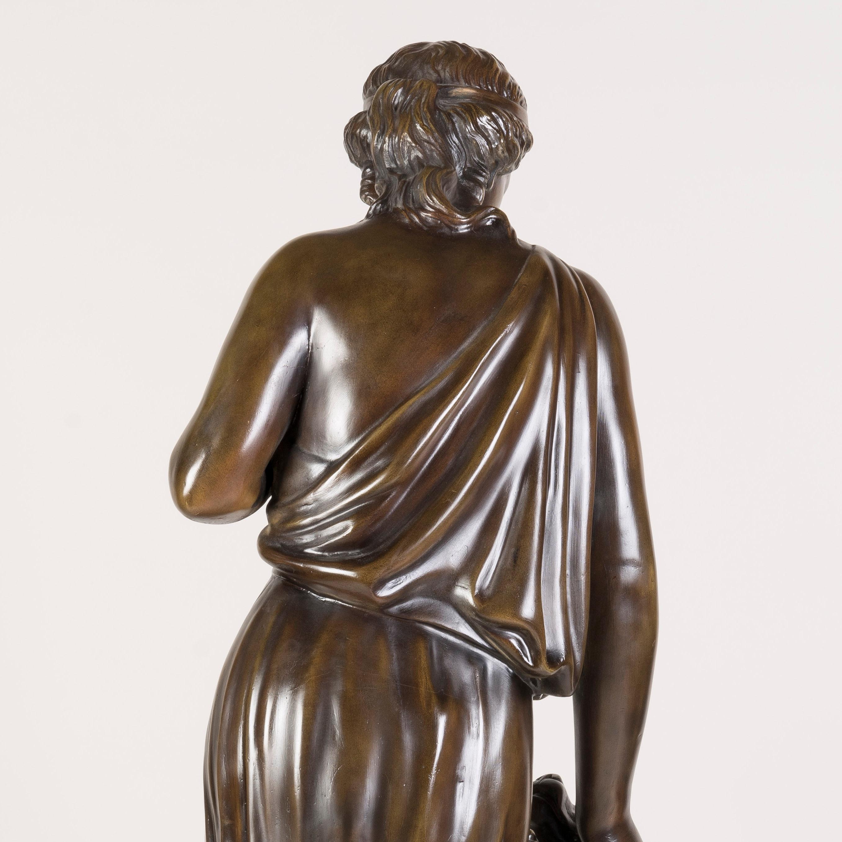 Figura de escayola patinada francesa del siglo XIX y su perro en venta 1