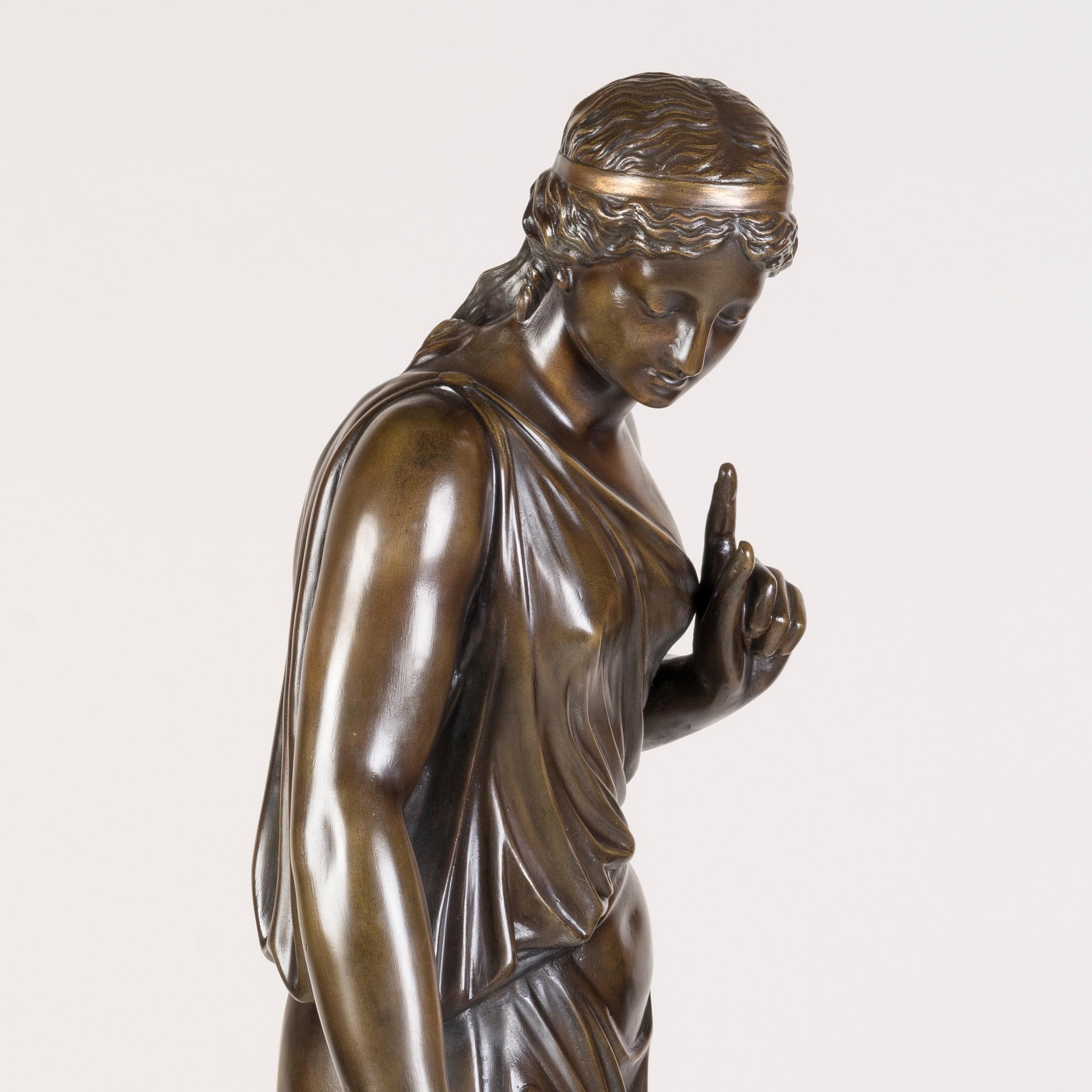 Figura de escayola patinada francesa del siglo XIX y su perro en venta 2