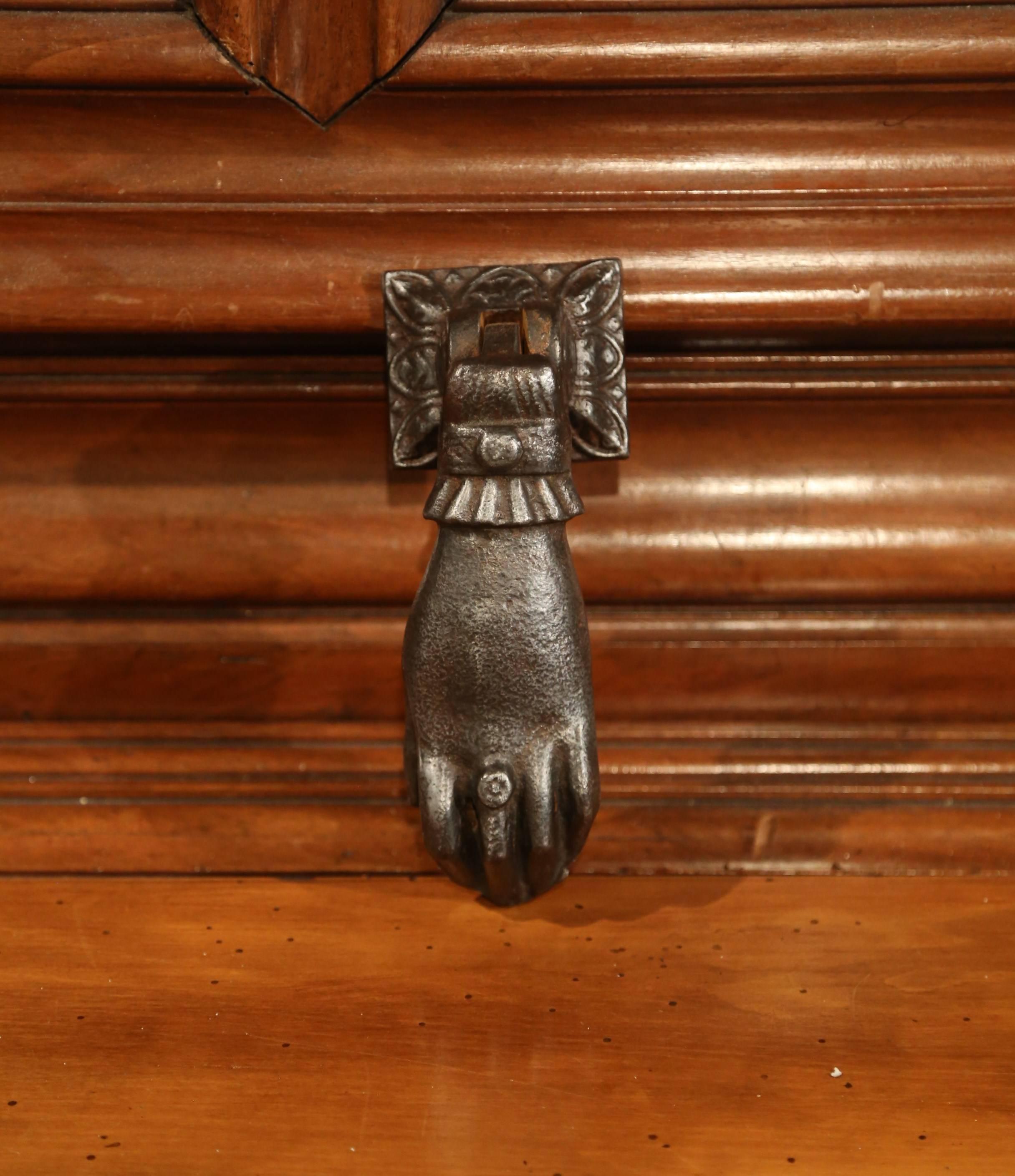 19th Century French Polished Iron Front Door Knocker In Excellent Condition In Dallas, TX