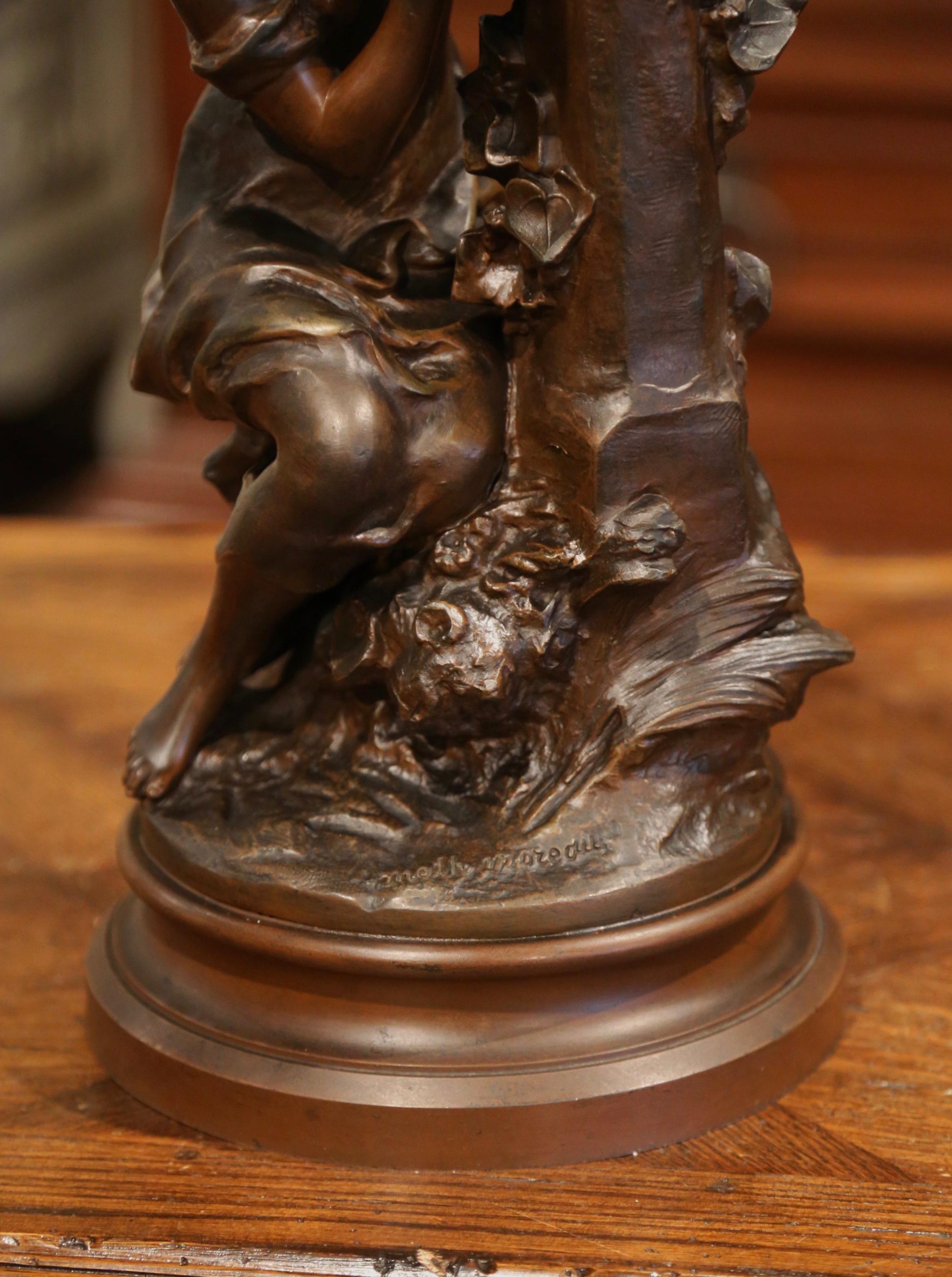 Hand-Crafted 19th Century French Patinated Spelter Sculpture Signed Mathurin Moreau