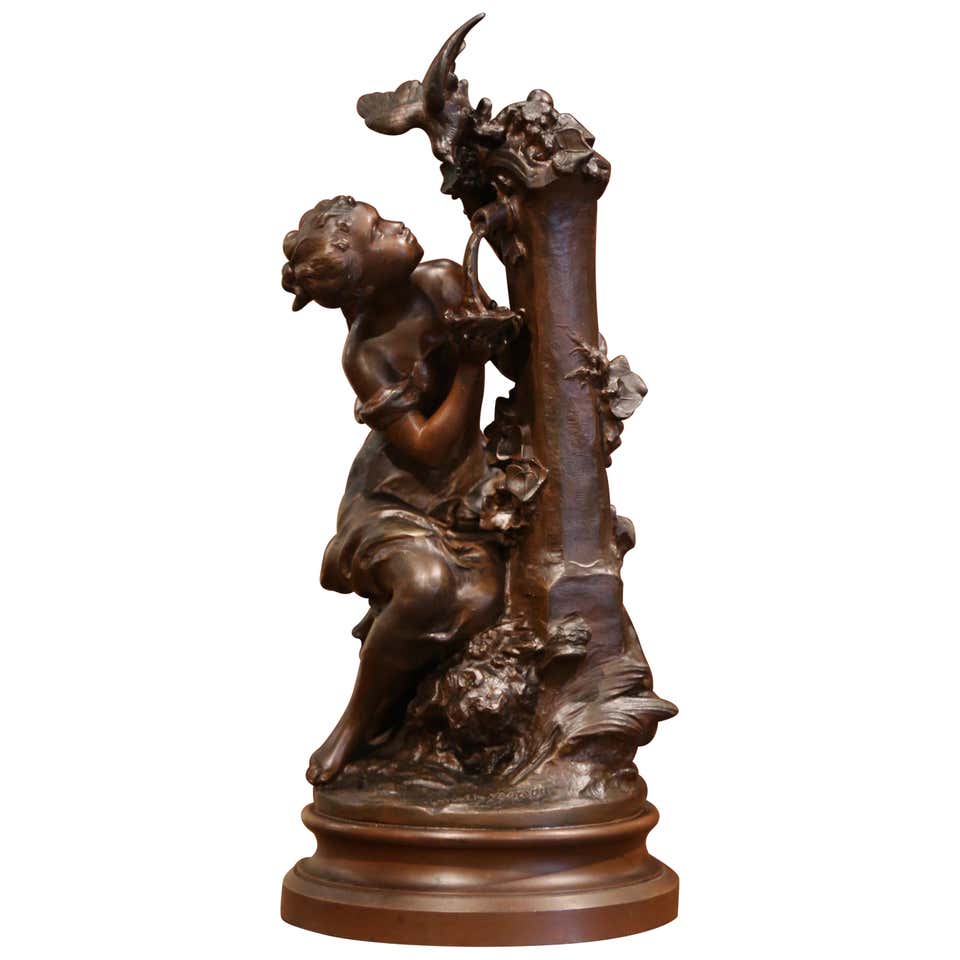 19th Century French Patinated Spelter Sculpture Signed Mathurin Moreau For Sale