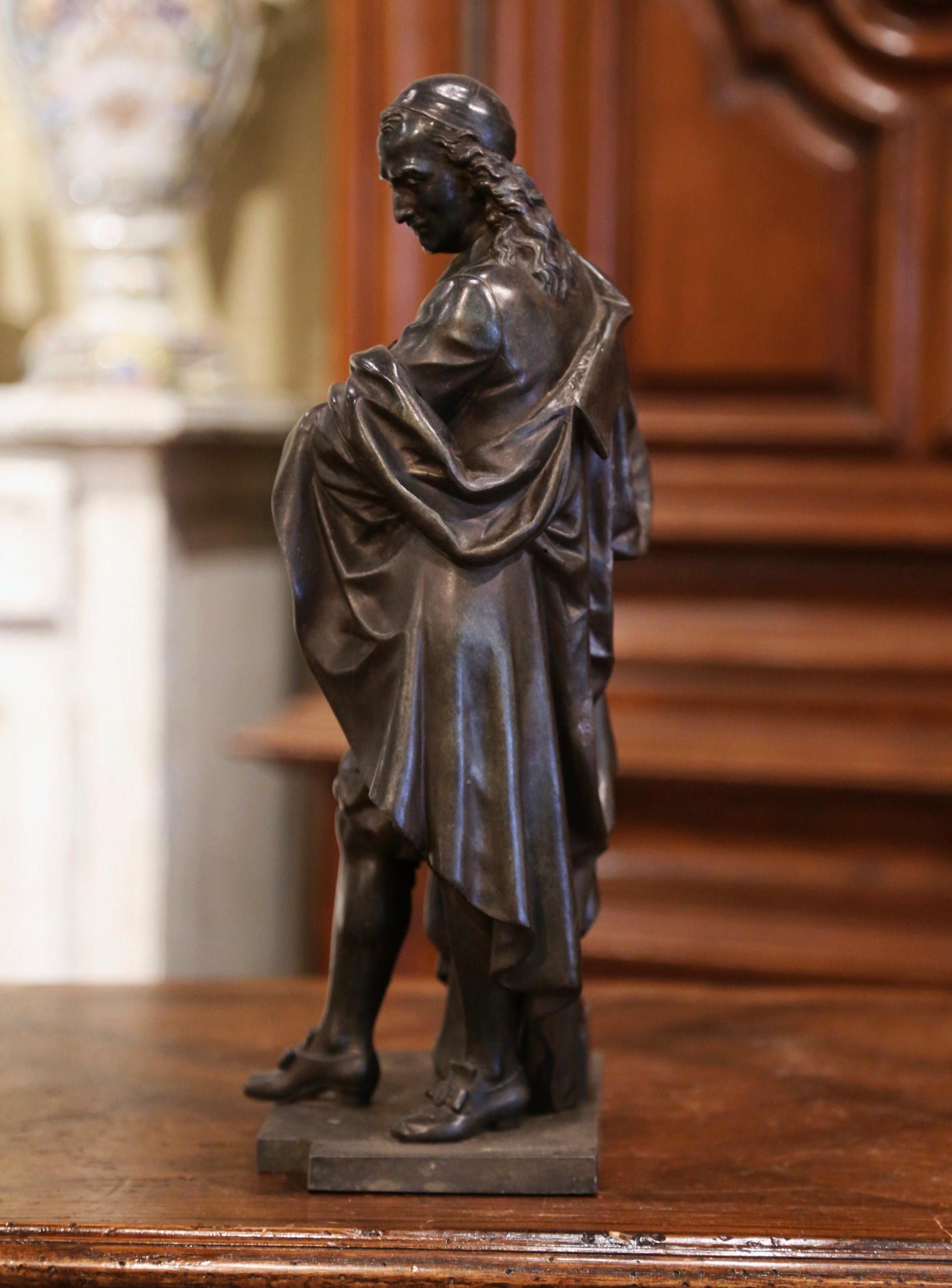 19th Century French Patinated Spelter Statue of Cardinal Mazarin For Sale 6