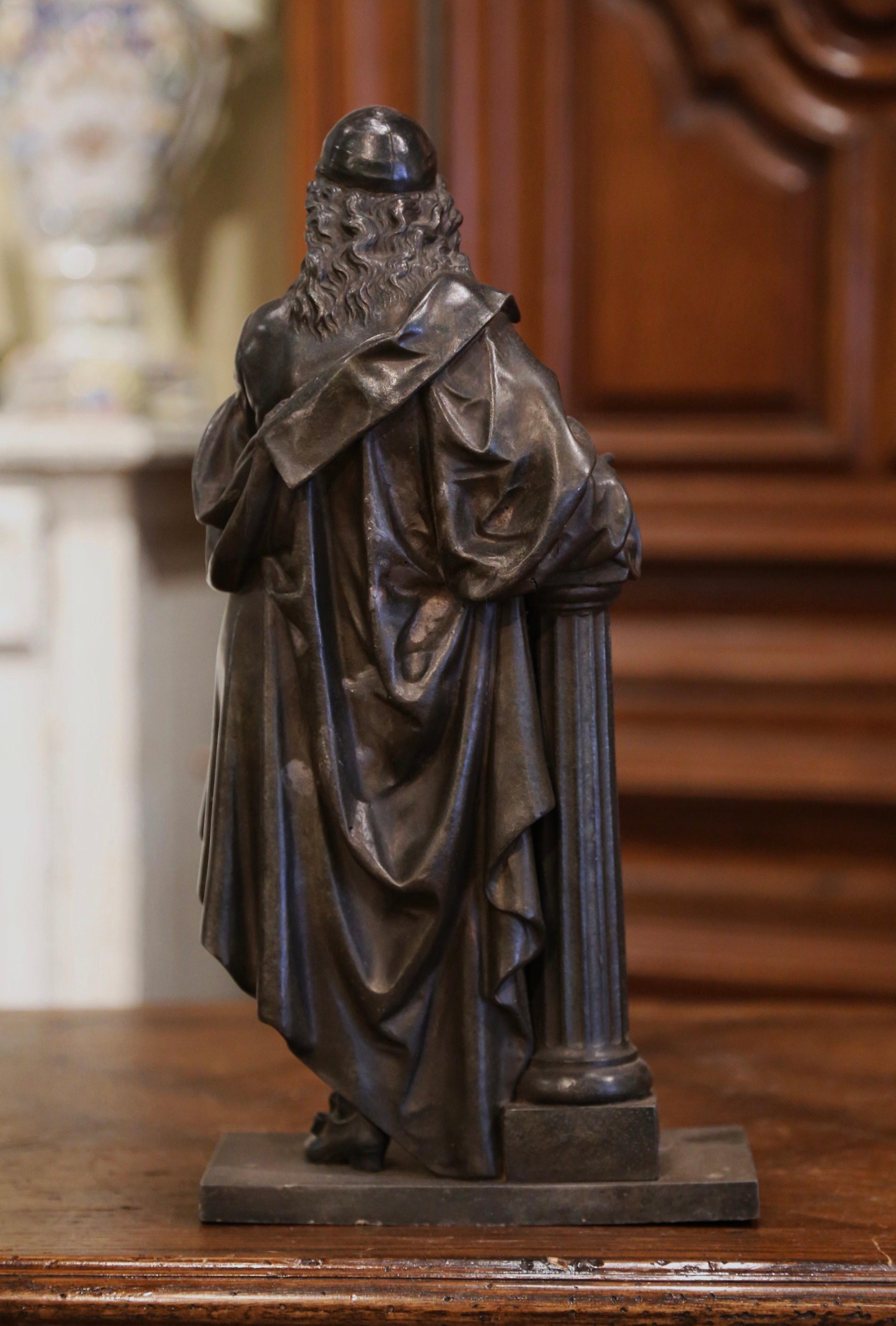 19th Century French Patinated Spelter Statue of Cardinal Mazarin For Sale 7