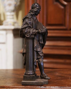 19th Century Patinated Spelter Figure of French Philosopher Blaise Pascal