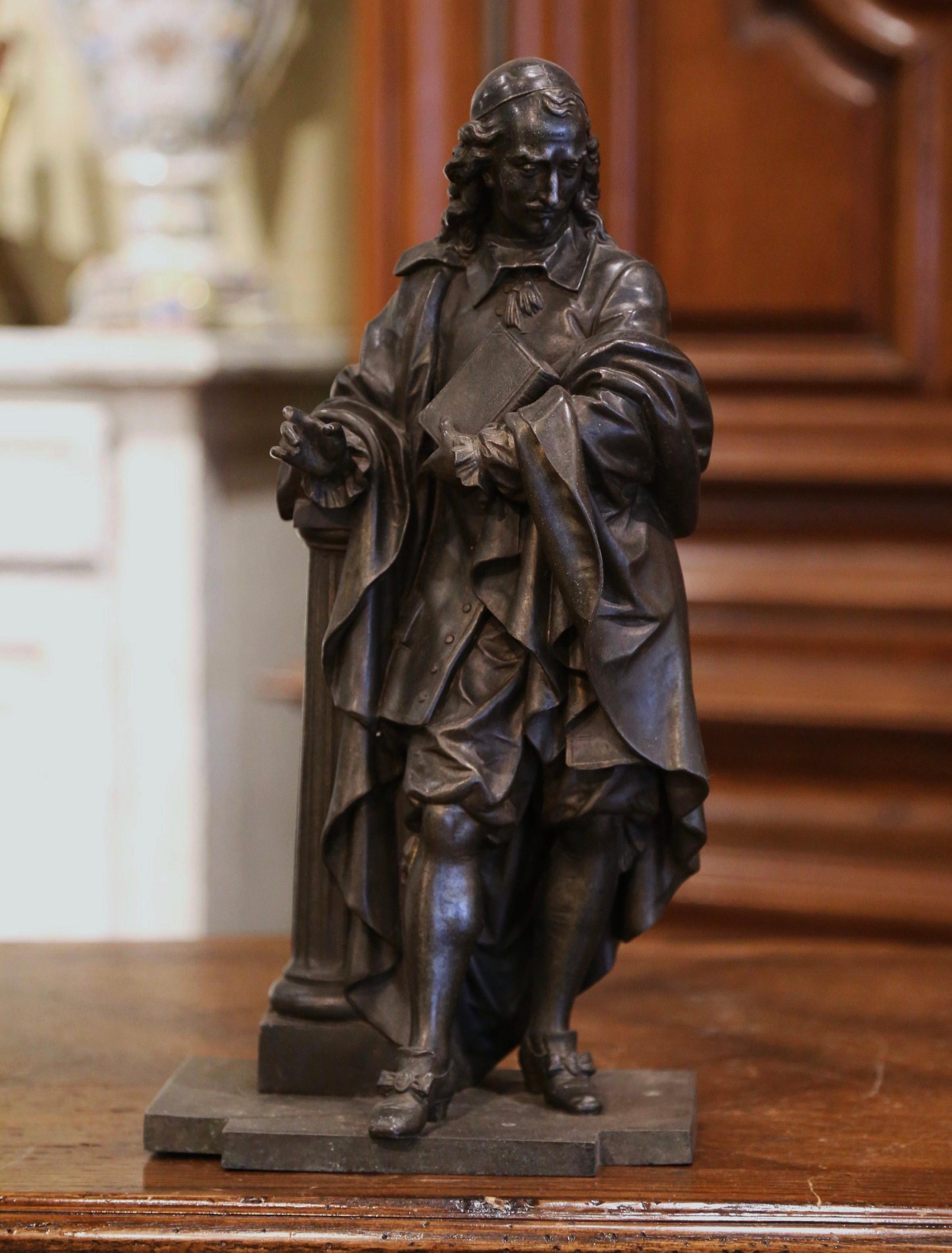 19th Century French Patinated Spelter Statue of Cardinal Mazarin For Sale 1