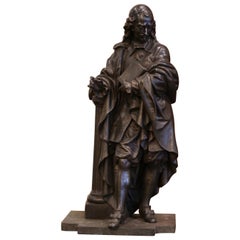 19th Century French Patinated Spelter Statue of Cardinal Mazarin