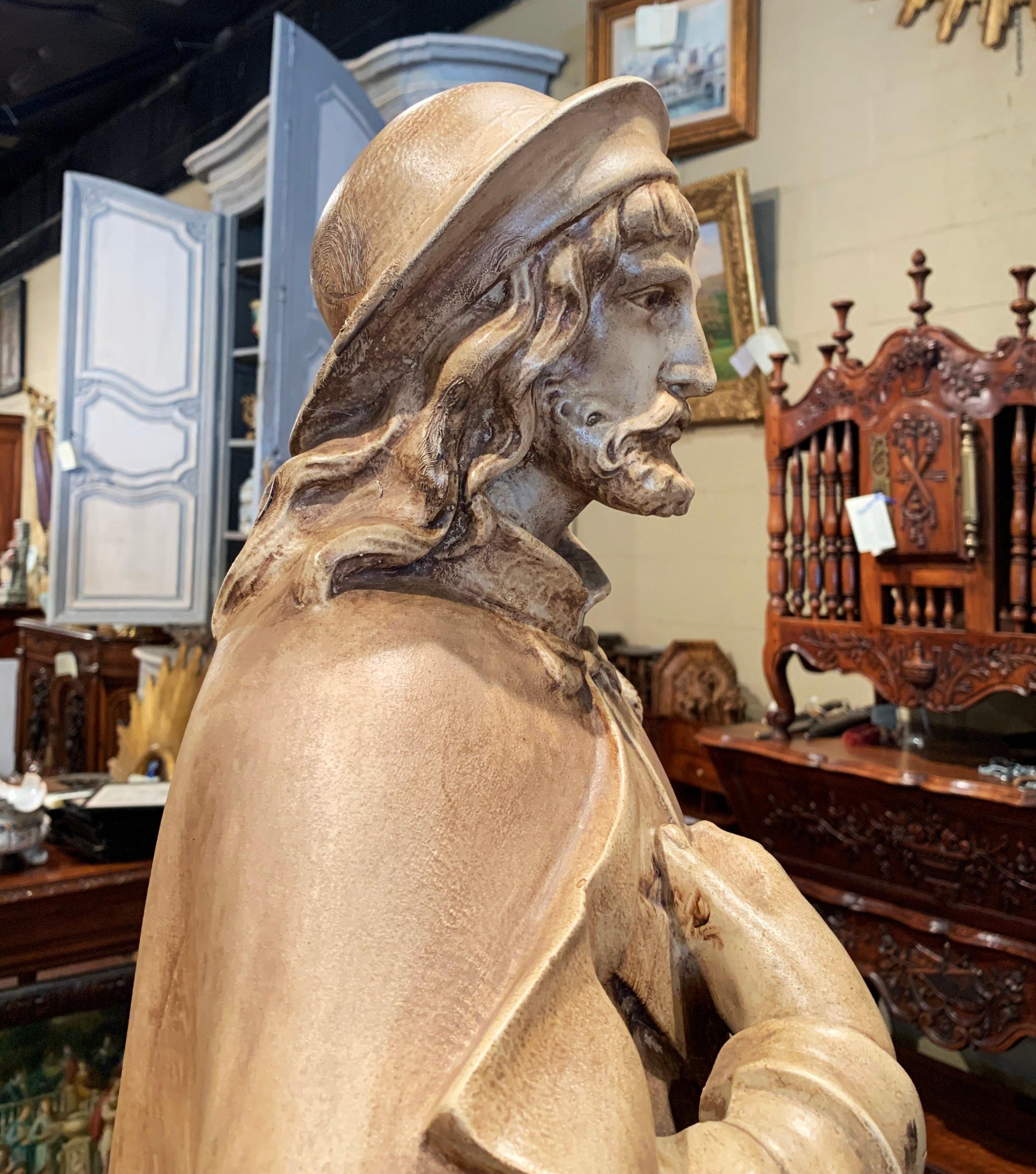 19th Century French Patinated Terracotta Sculpture of Saint Roch with Savior Dog 7
