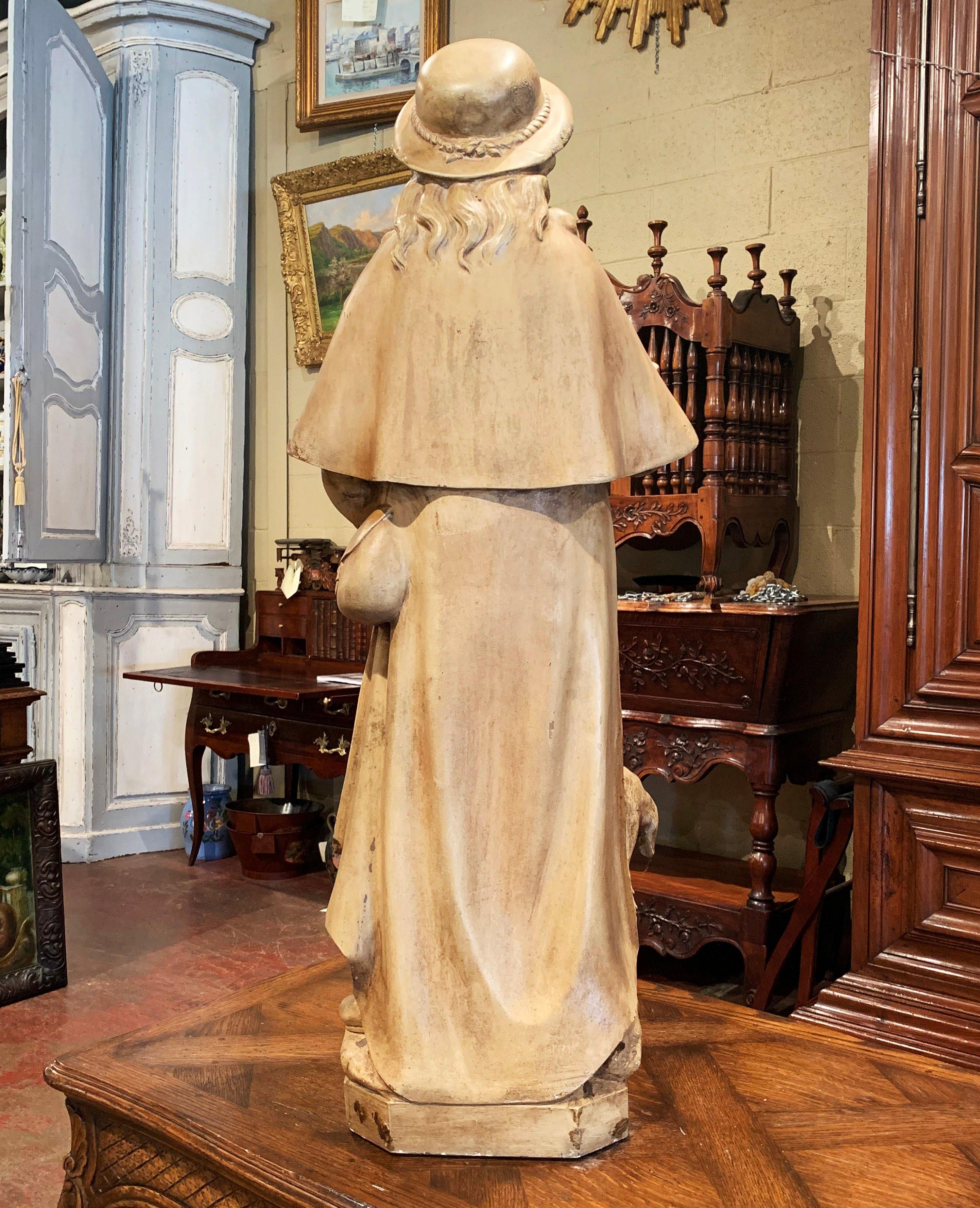 19th Century French Patinated Terracotta Sculpture of Saint Roch with Savior Dog 5