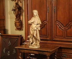19th Century French Patinated Terracotta Shepherd and Dog Sculpture
