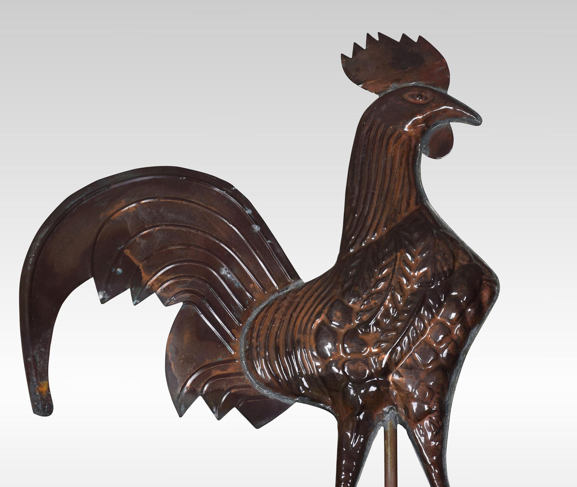 19th Century French Patinated Tole Rooster Weather Vane with the Cardinal Points In Good Condition In Cheshire, GB