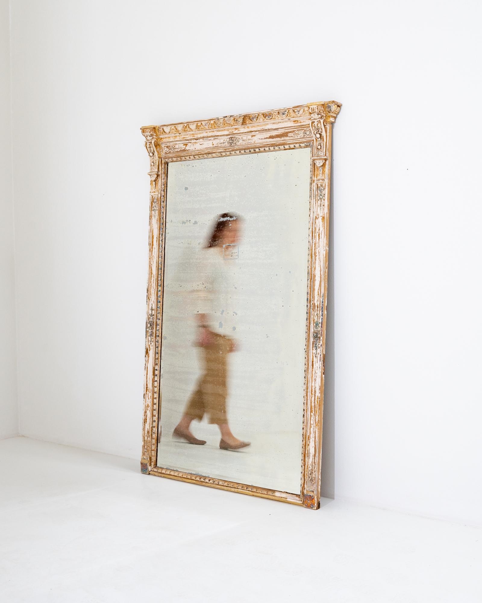 19th Century French Patinated Trumeau Mirror 2