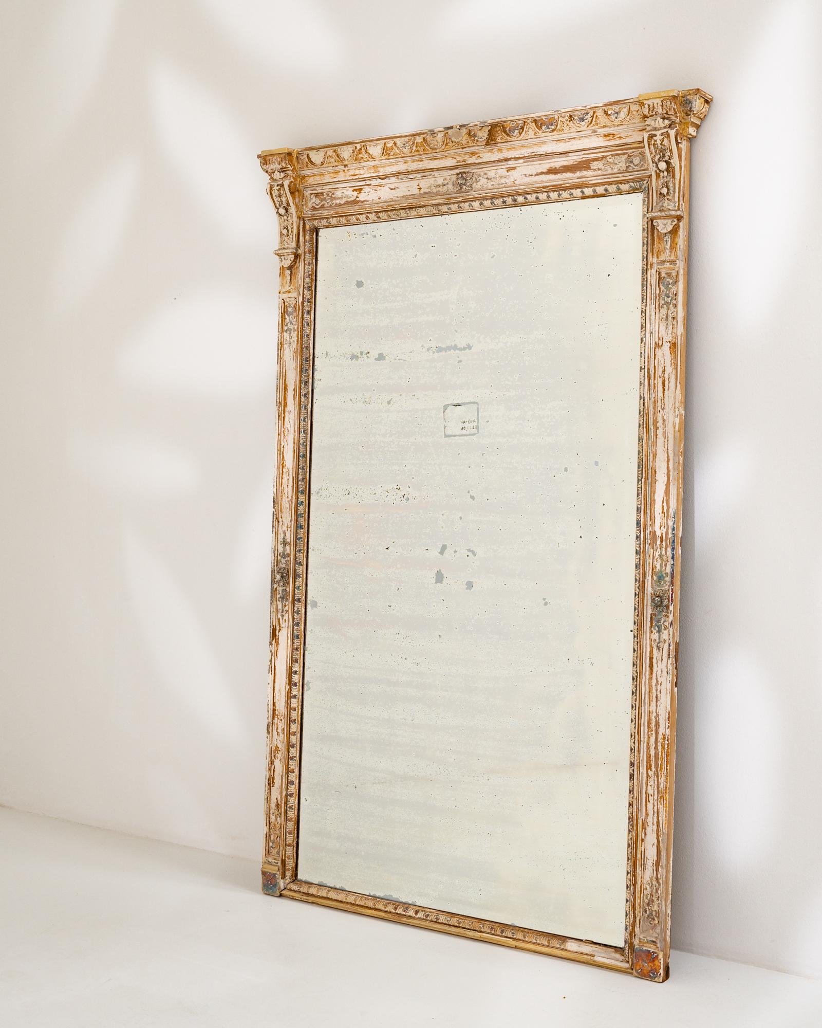 19th Century French Patinated Trumeau Mirror 3