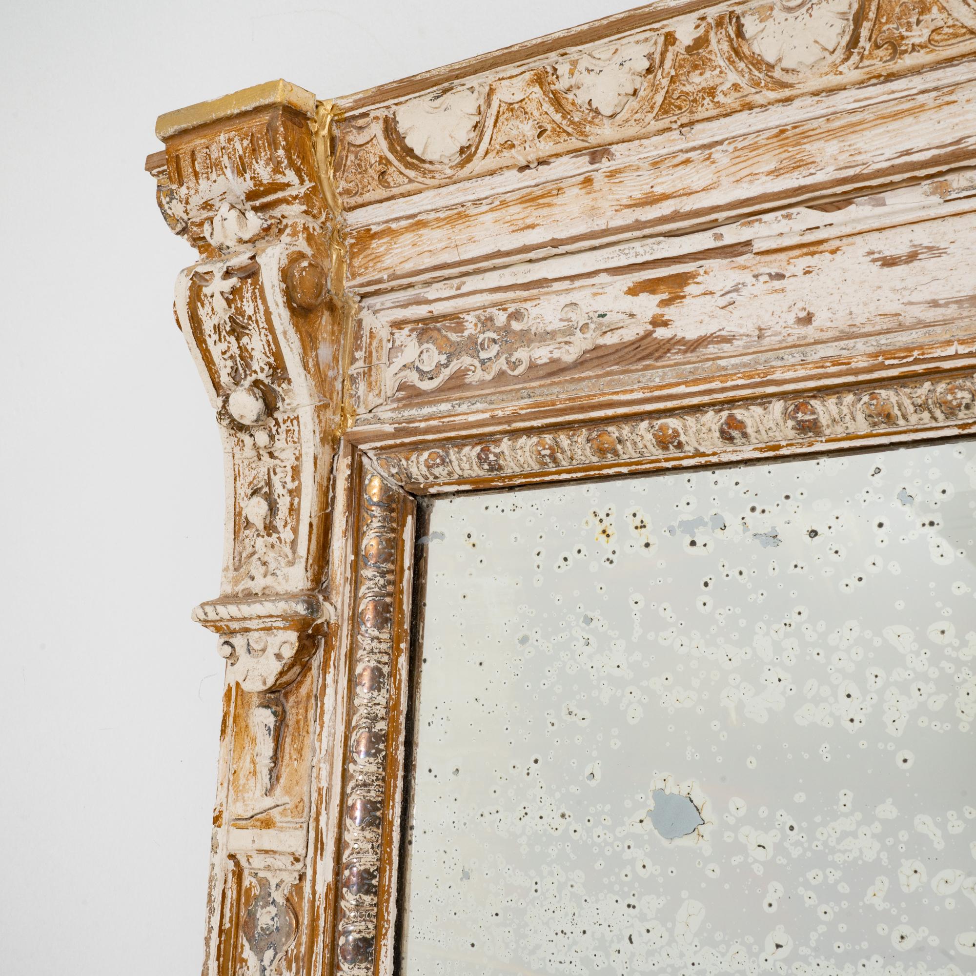 19th Century French Patinated Trumeau Mirror 5