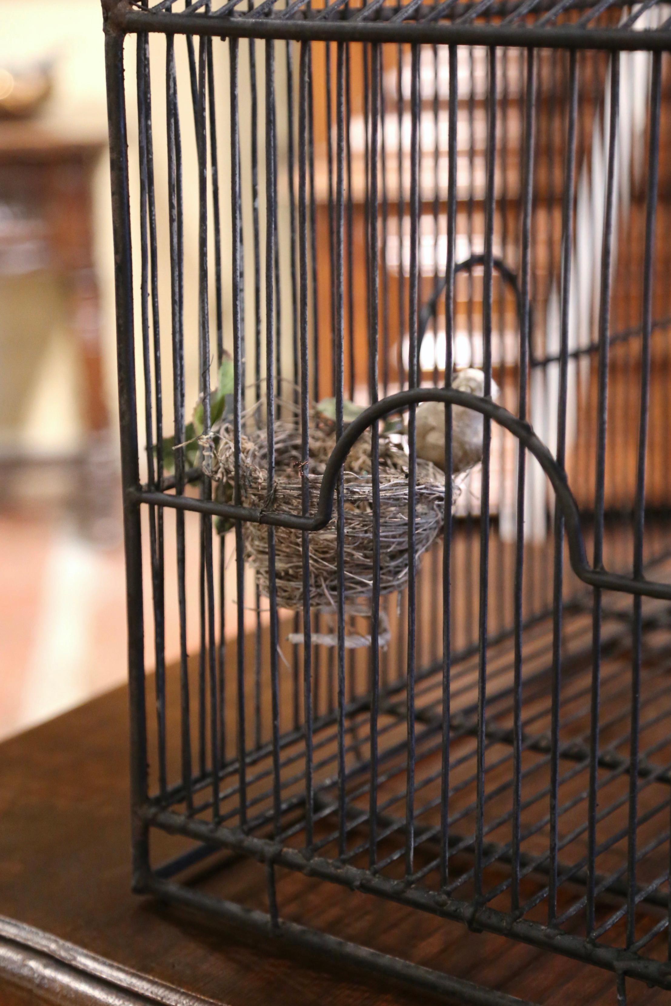 19th Century French Patinated Wired Birdcage with Dome Top For Sale 2