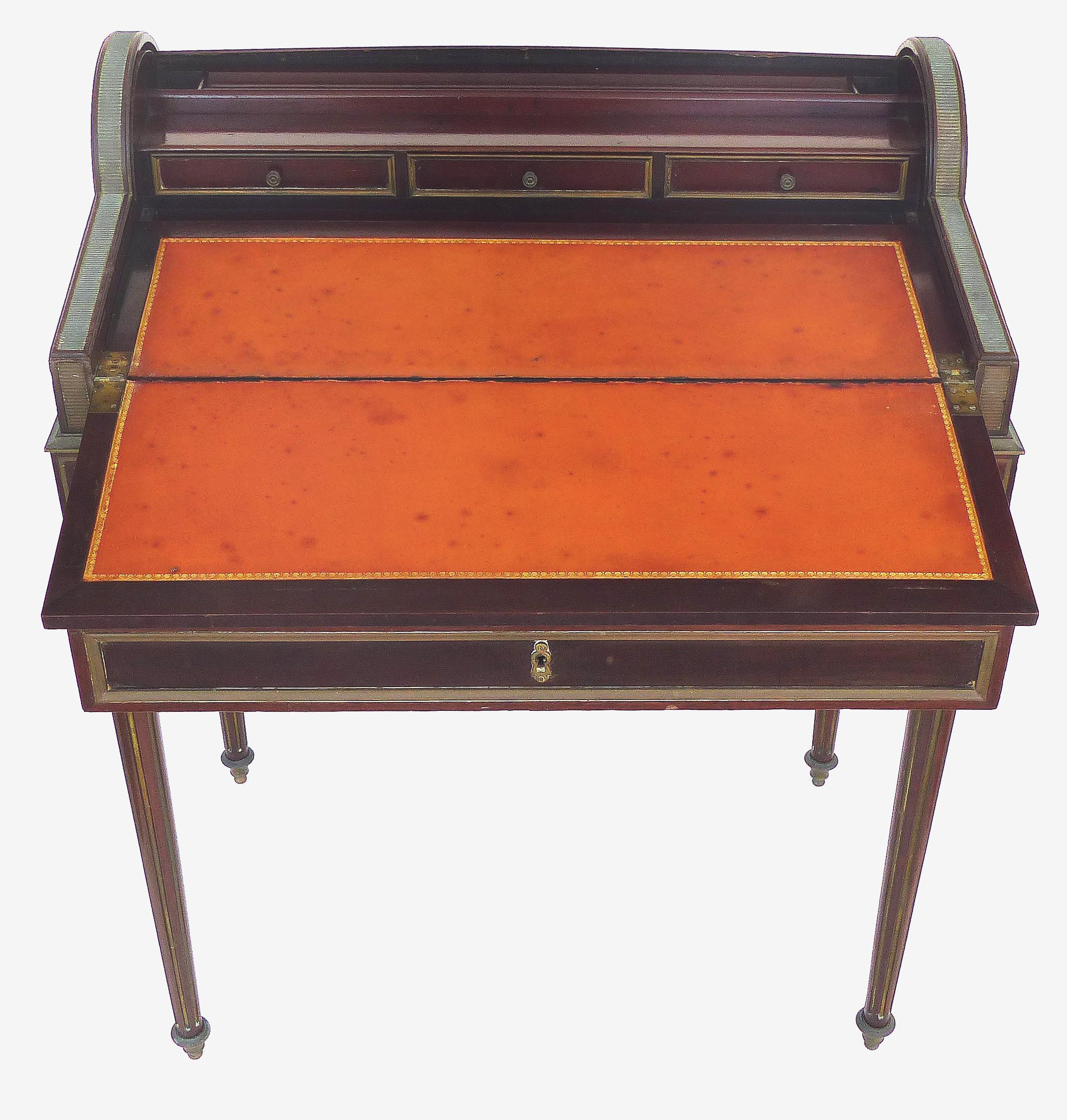 19th Century French Paul Sormani Cylinder Writing Desk in Walnut 1