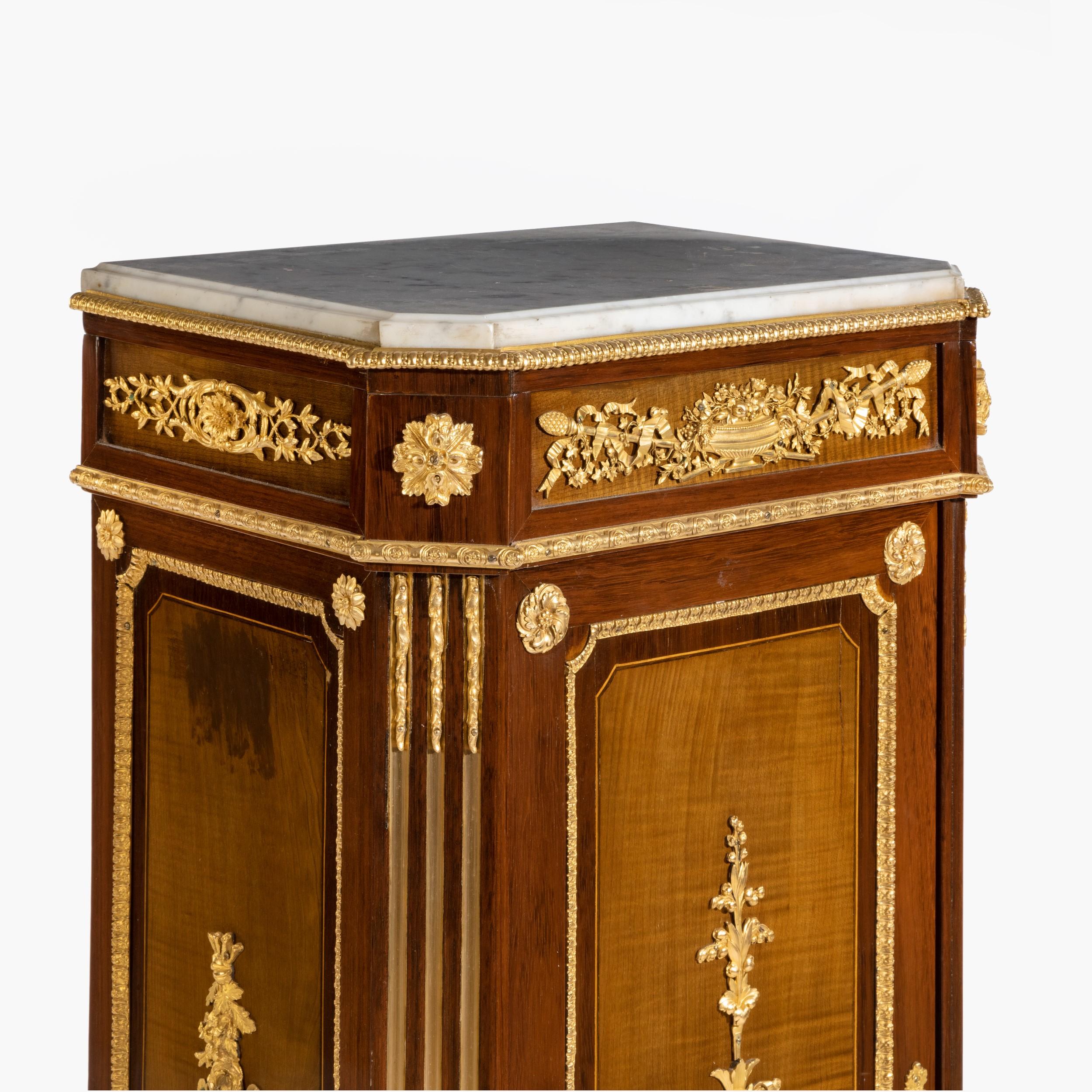 19th Century French Pedestal Cabinet with Carrara Marble Top by Befort Jeune In Good Condition In London, GB