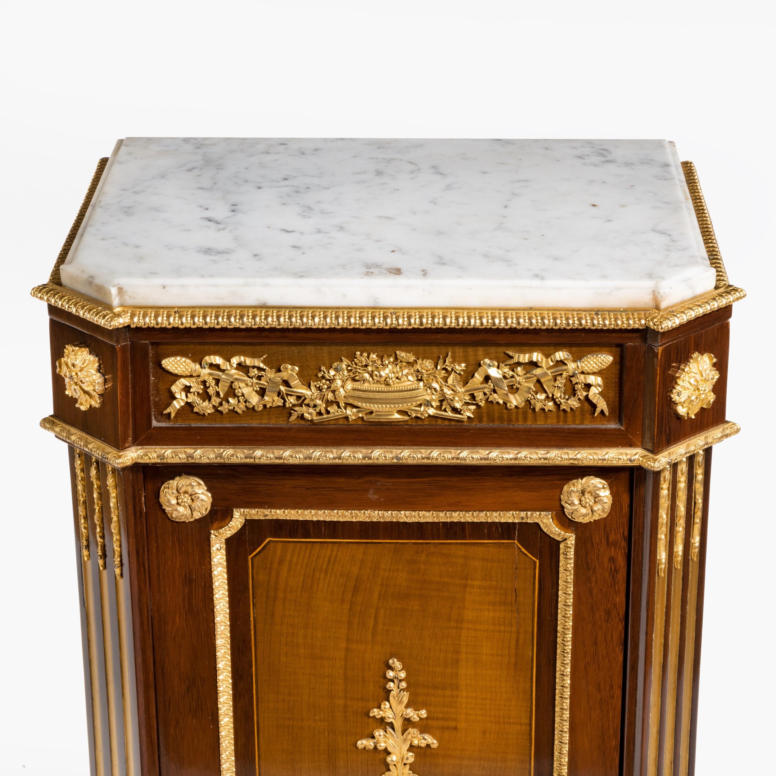 19th Century French Pedestal Cabinet with Carrara Marble Top by Befort Jeune 1