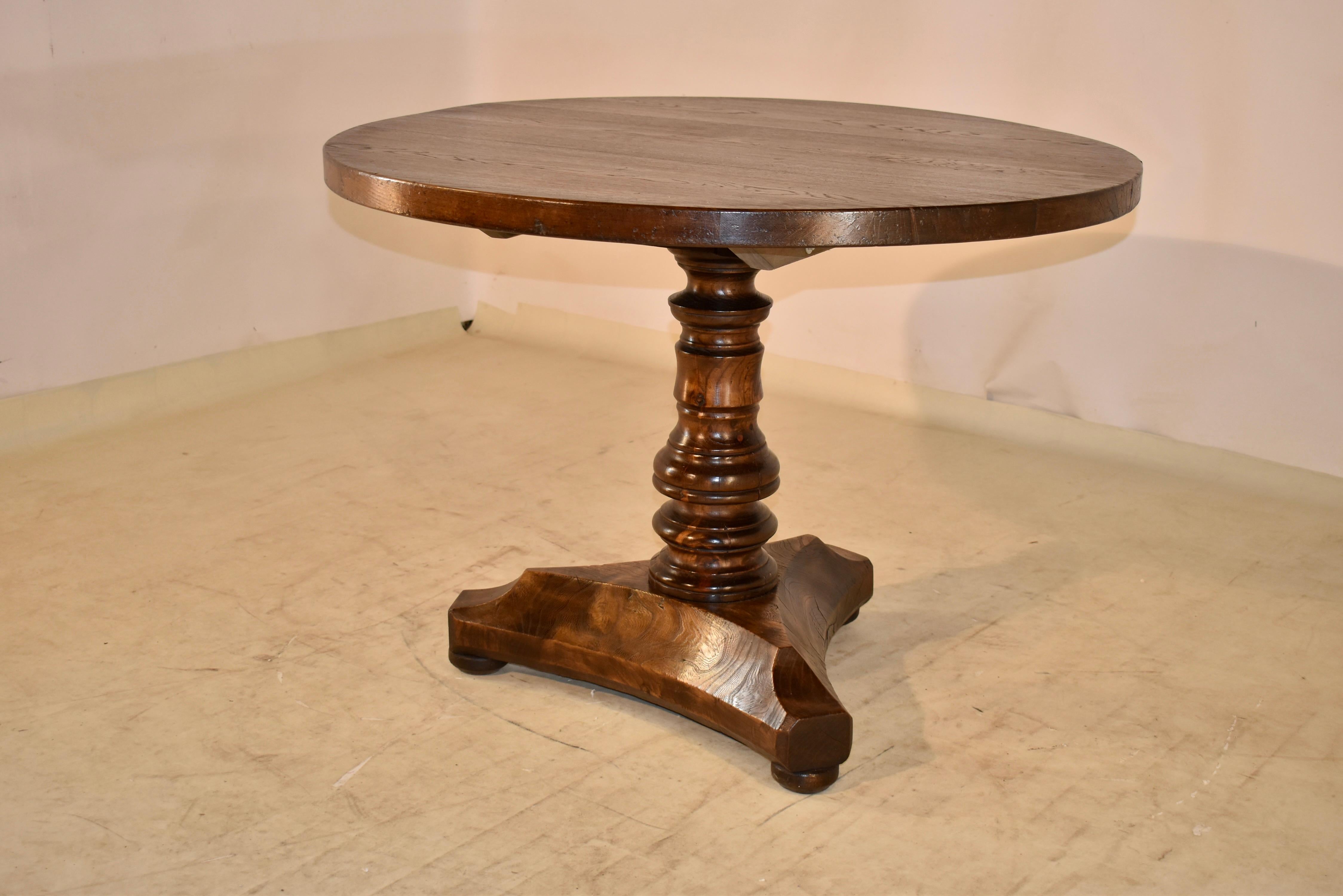 Elm 19th Century French Pedestal Table