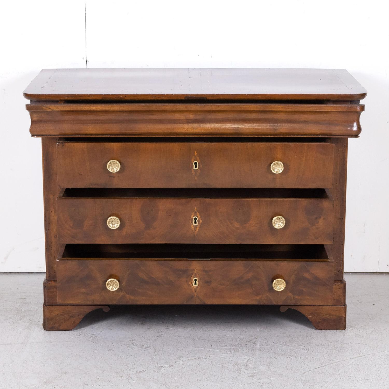 19th Century French Period Louis Philippe Walnut and Fruitwood Parquetry Commode 1