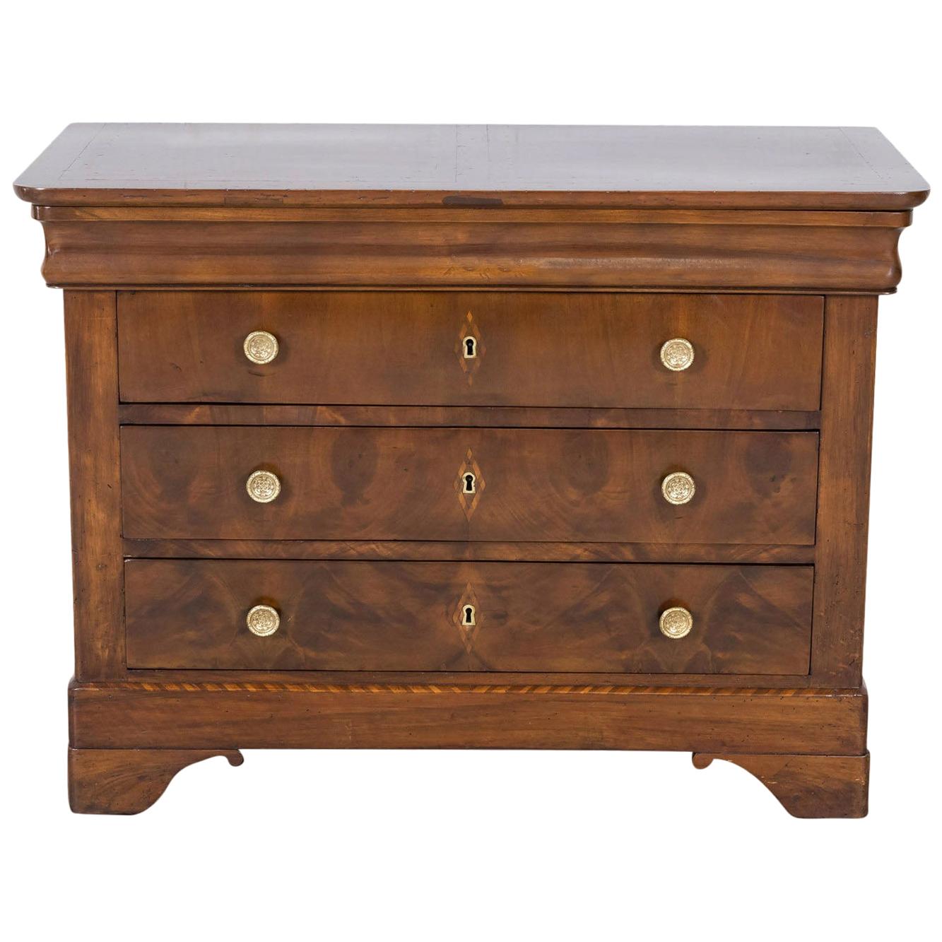 19th Century French Period Louis Philippe Walnut and Fruitwood Parquetry Commode