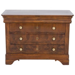 19th Century French Period Louis Philippe Walnut and Fruitwood Parquetry Commode