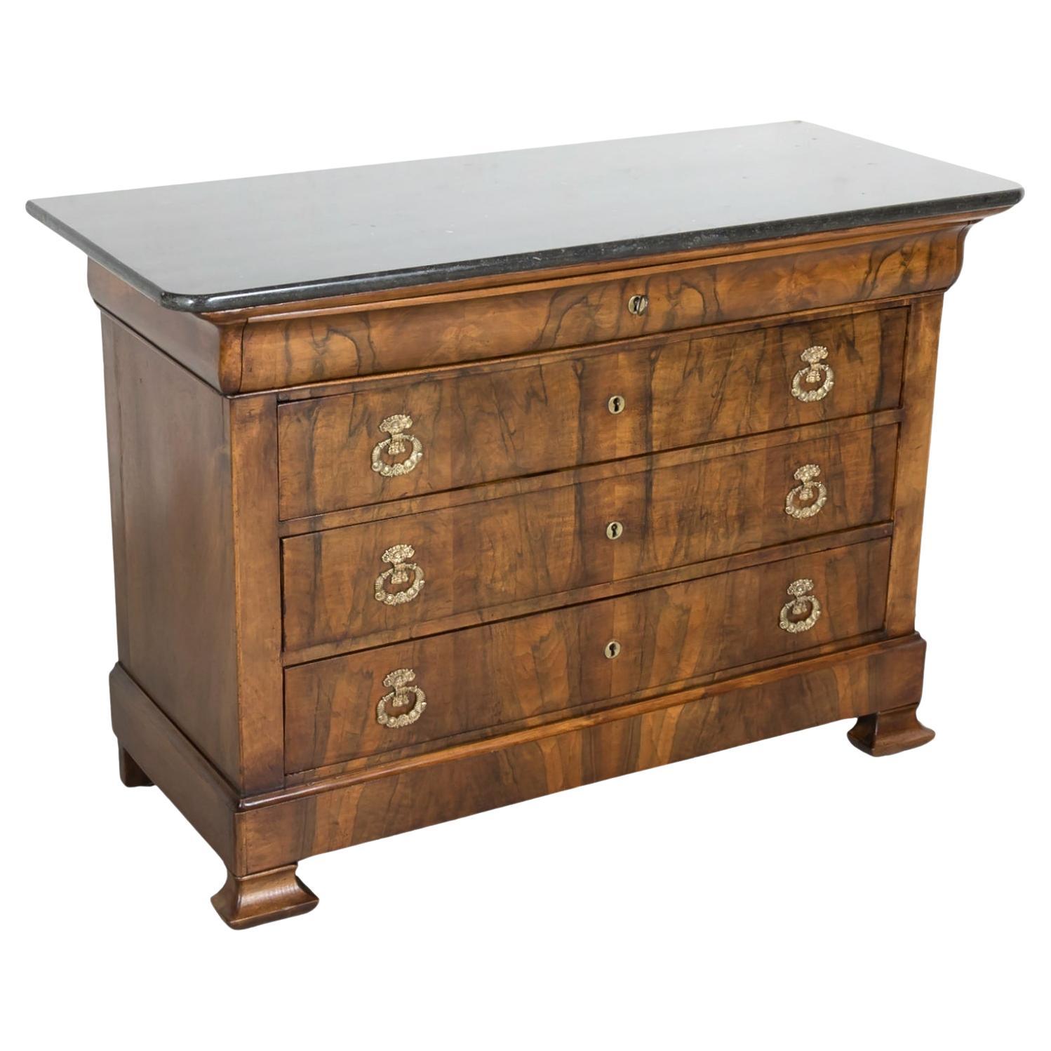19th Century French Period Louis Philippe Walnut Marble Top Commode 