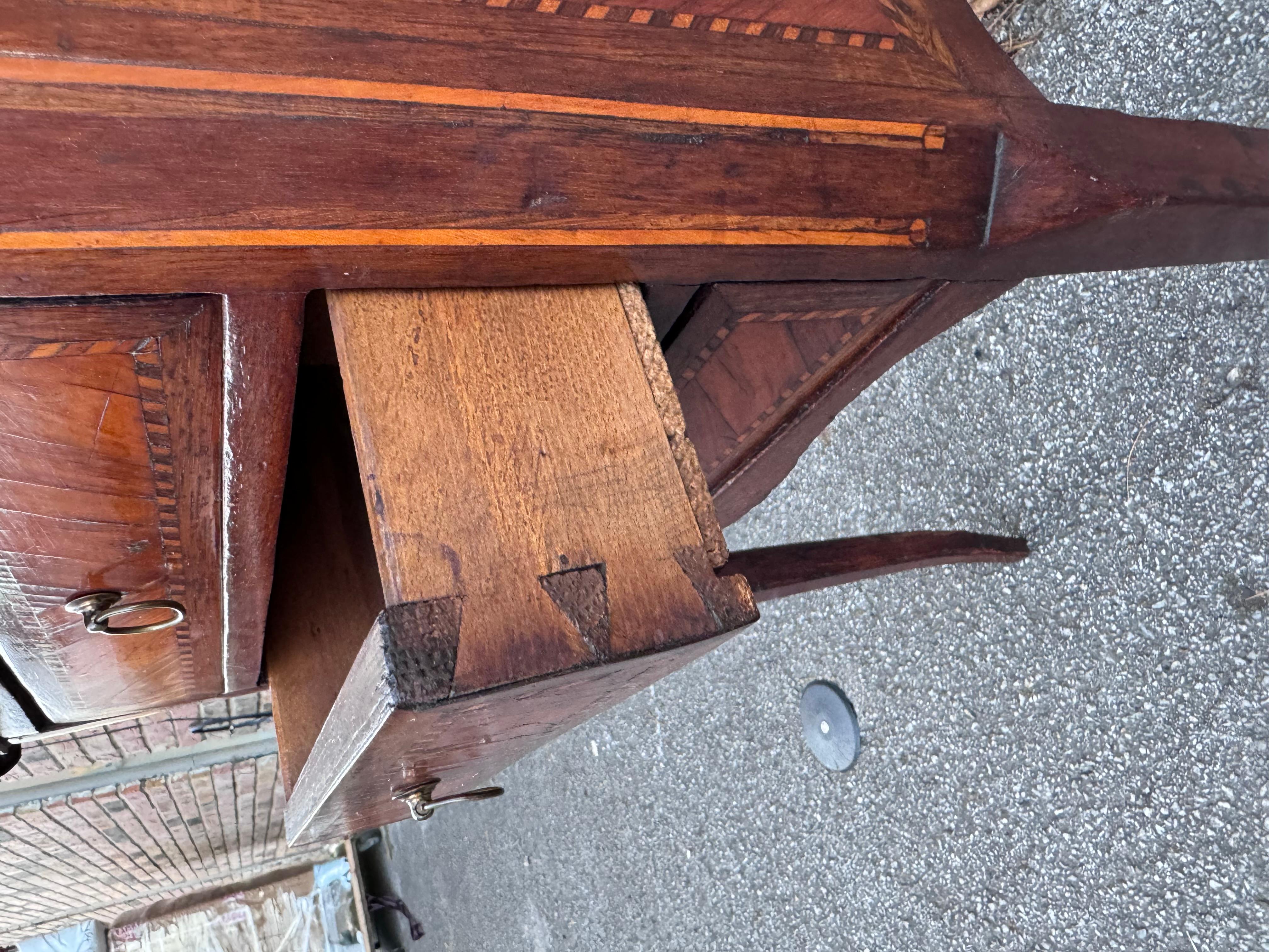 Hardwood 19th Century French Petite 3 Drawer Side Table