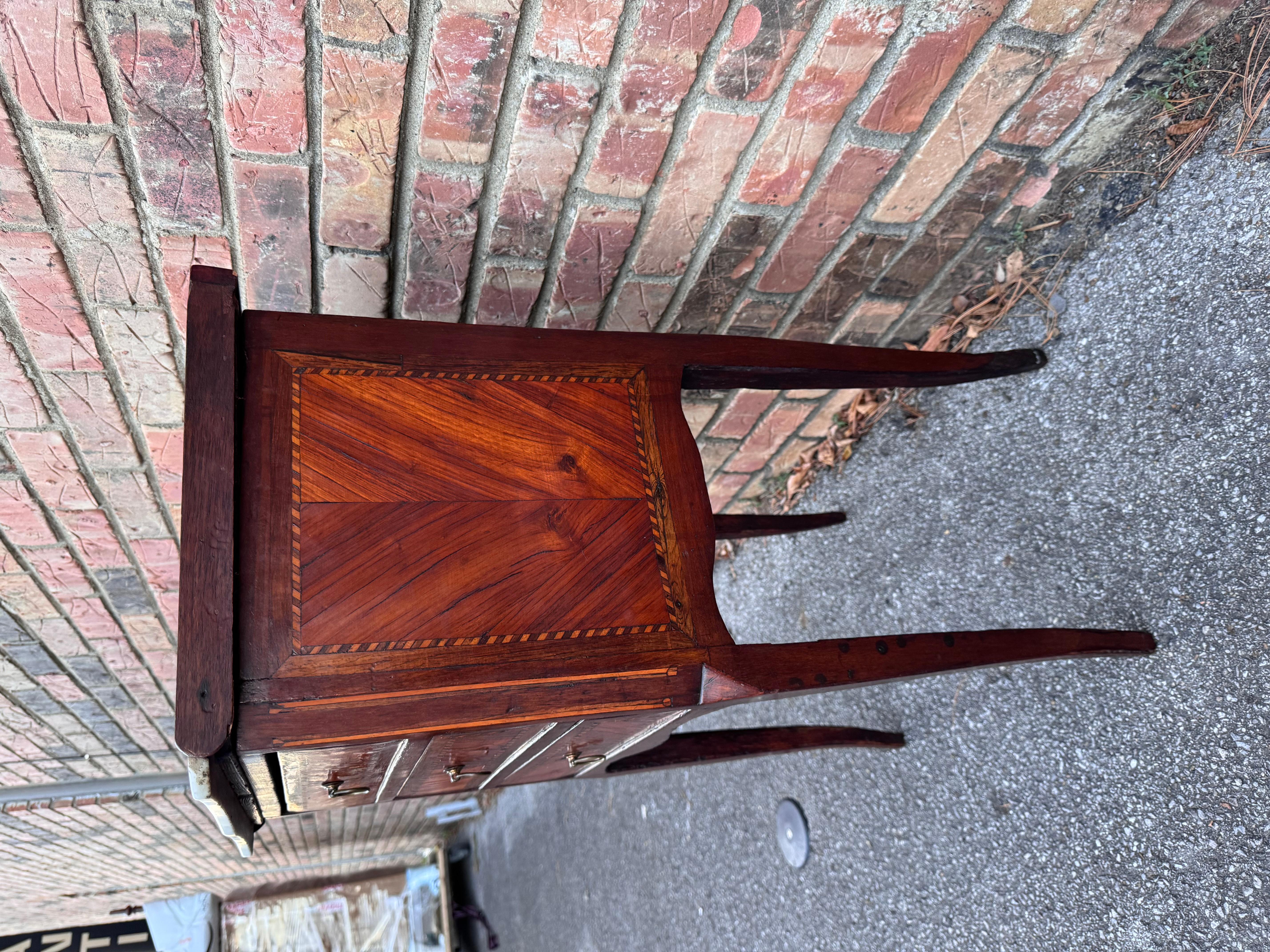 19th Century French Petite 3 Drawer Side Table 1