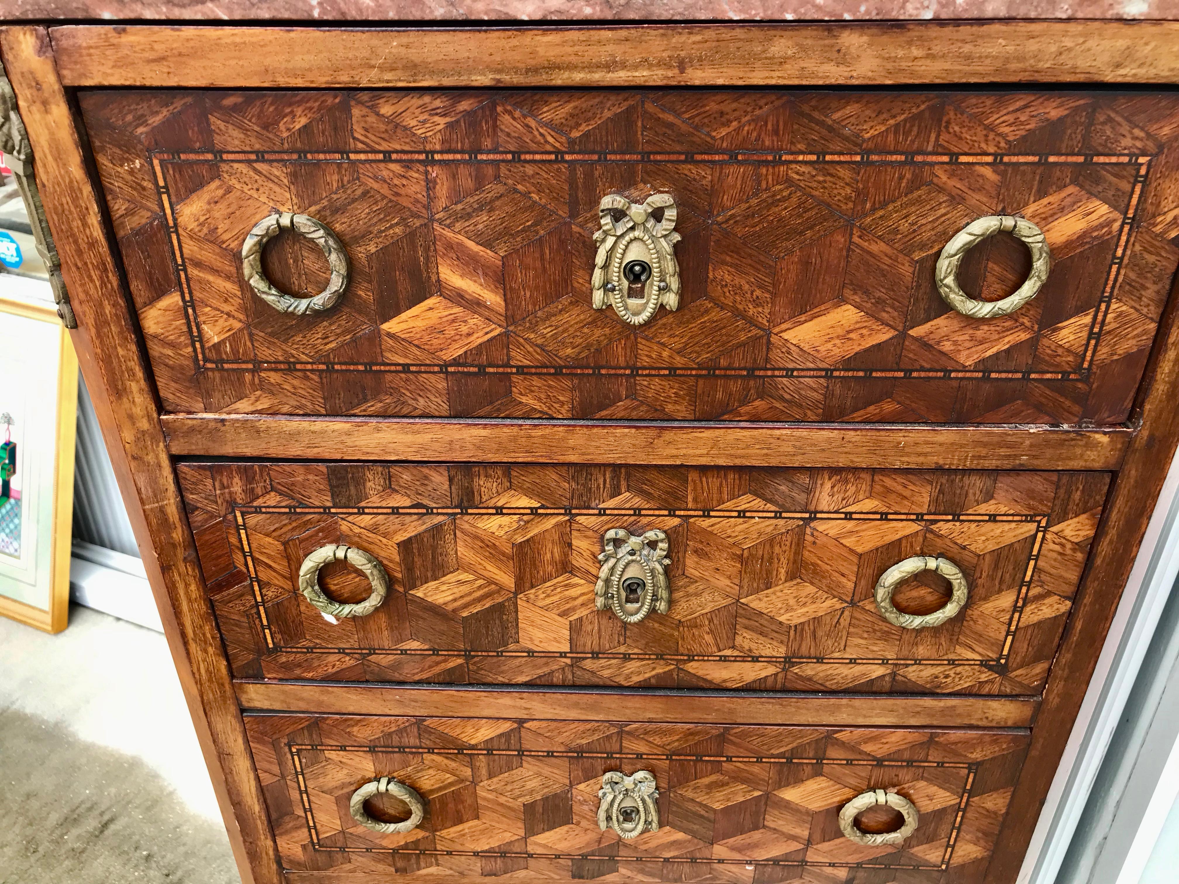 19th Century French Petite 5 Drawer Chest 5