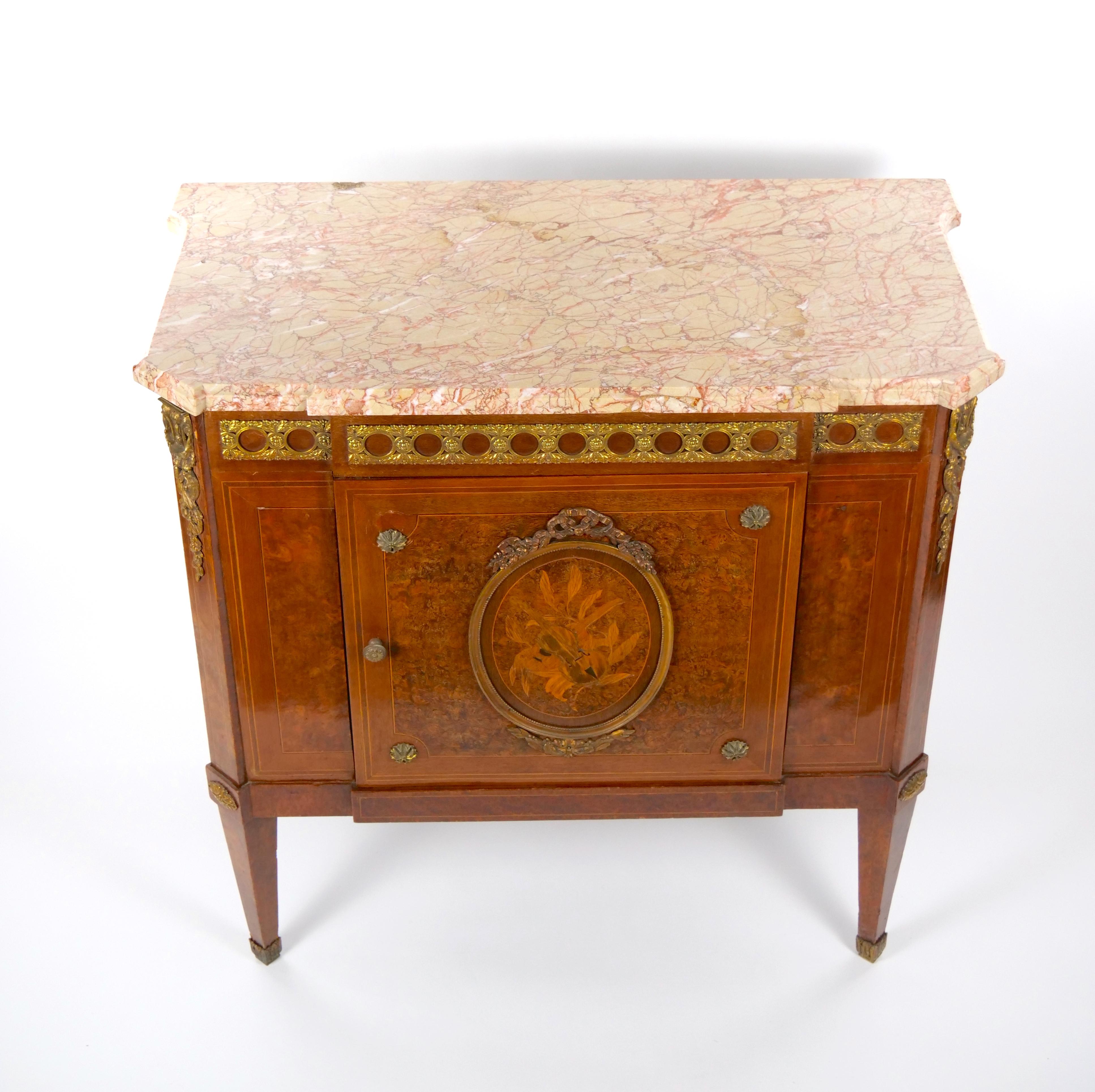 Bronze 19th Century French Petite Commode Side Cabinet / Louis XVI Style For Sale