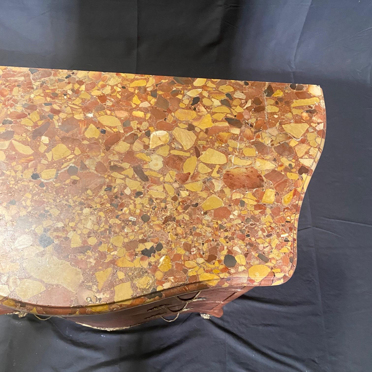 19th Century French Petite Louis XV Marble Top Commode For Sale 7