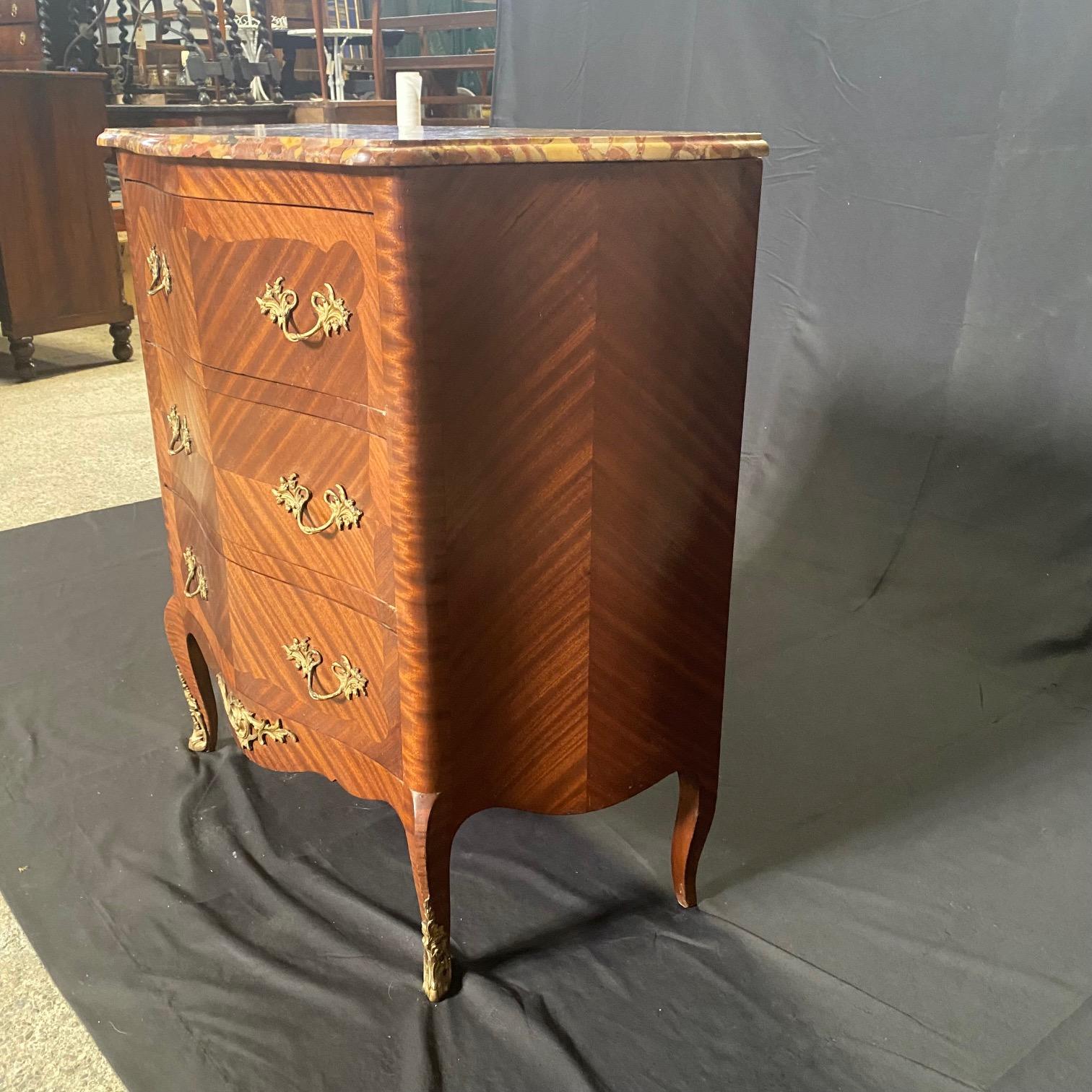 19th Century French Petite Louis XV Marble Top Commode For Sale 5