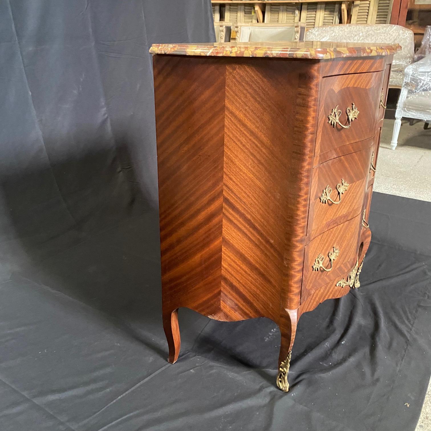 19th Century French Petite Louis XV Marble Top Commode For Sale 6