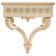 19th Century French Petite Wall Console Decorated with Leaves in Louis XVI Style