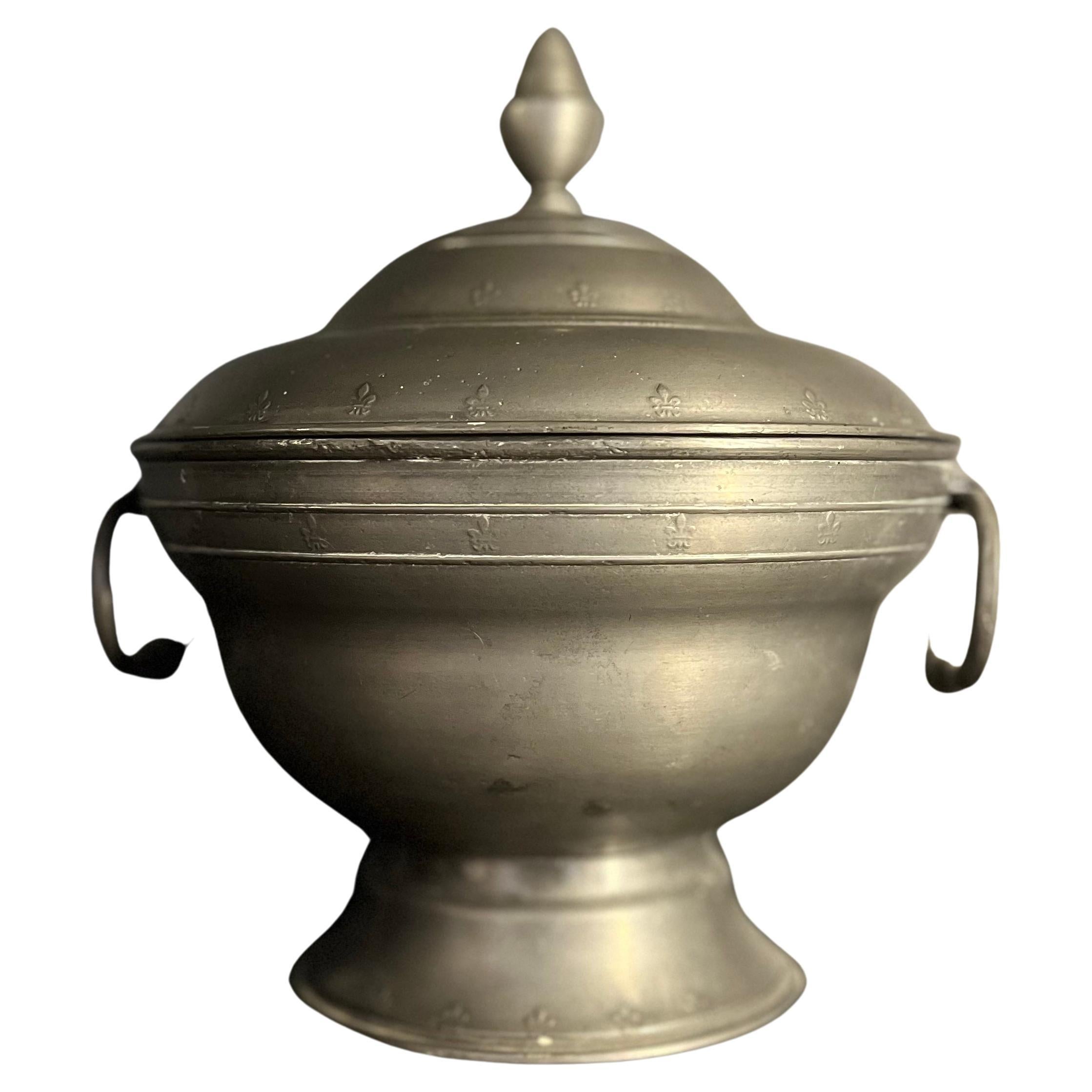 19th Century, French Pewter Soup Tureen For Sale