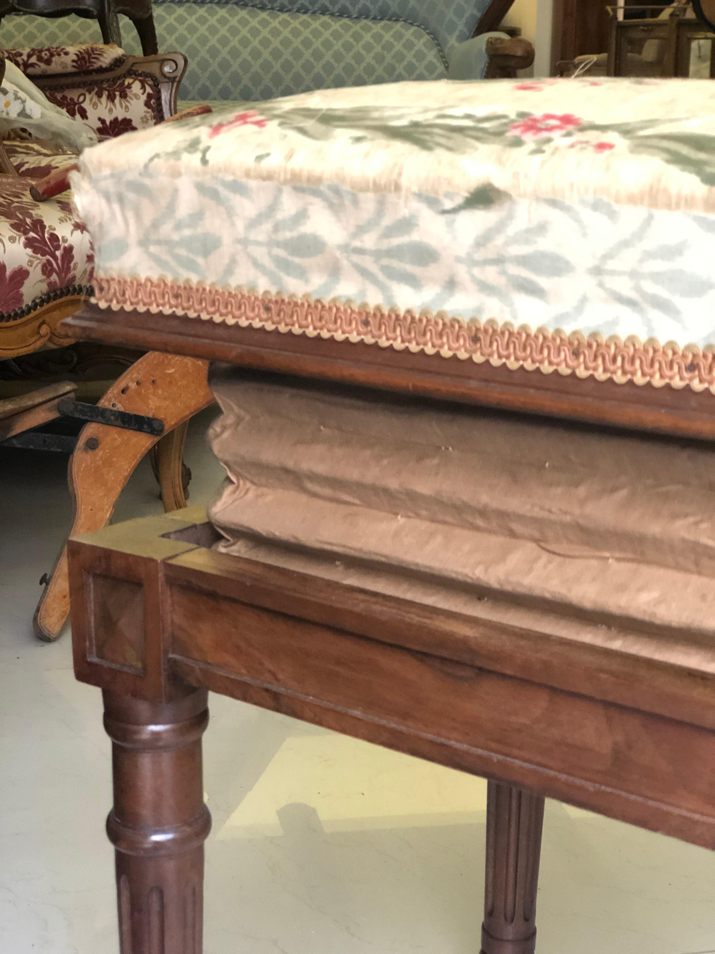 19th Century French Piano Stool with Mouton Reverse System and Silk Top For Sale 6